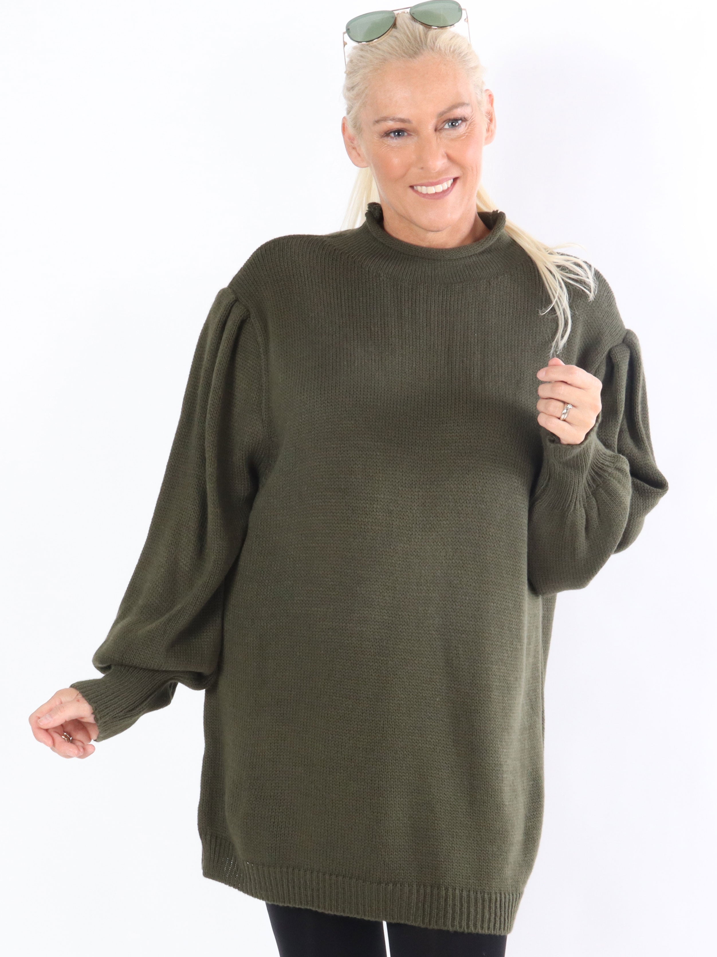 Beate - Striktrøje med små pufærmer