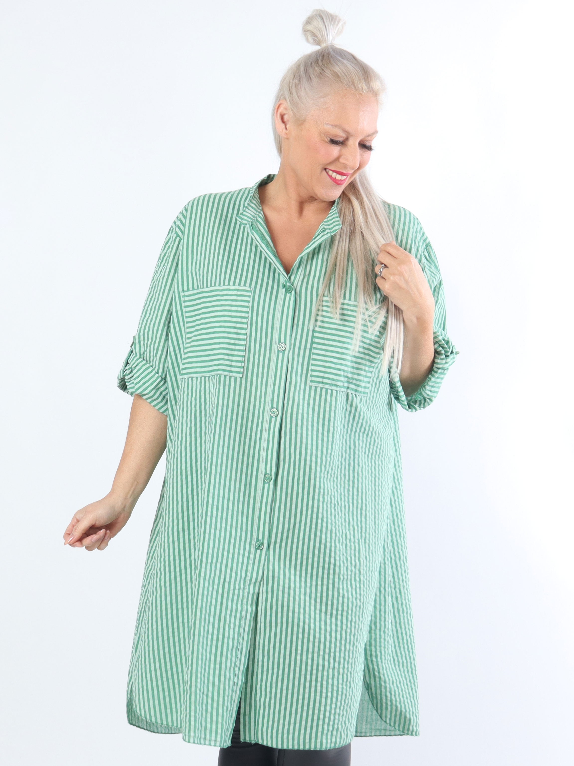 Bellis - Fed plus size skjorte i bæk og bølge