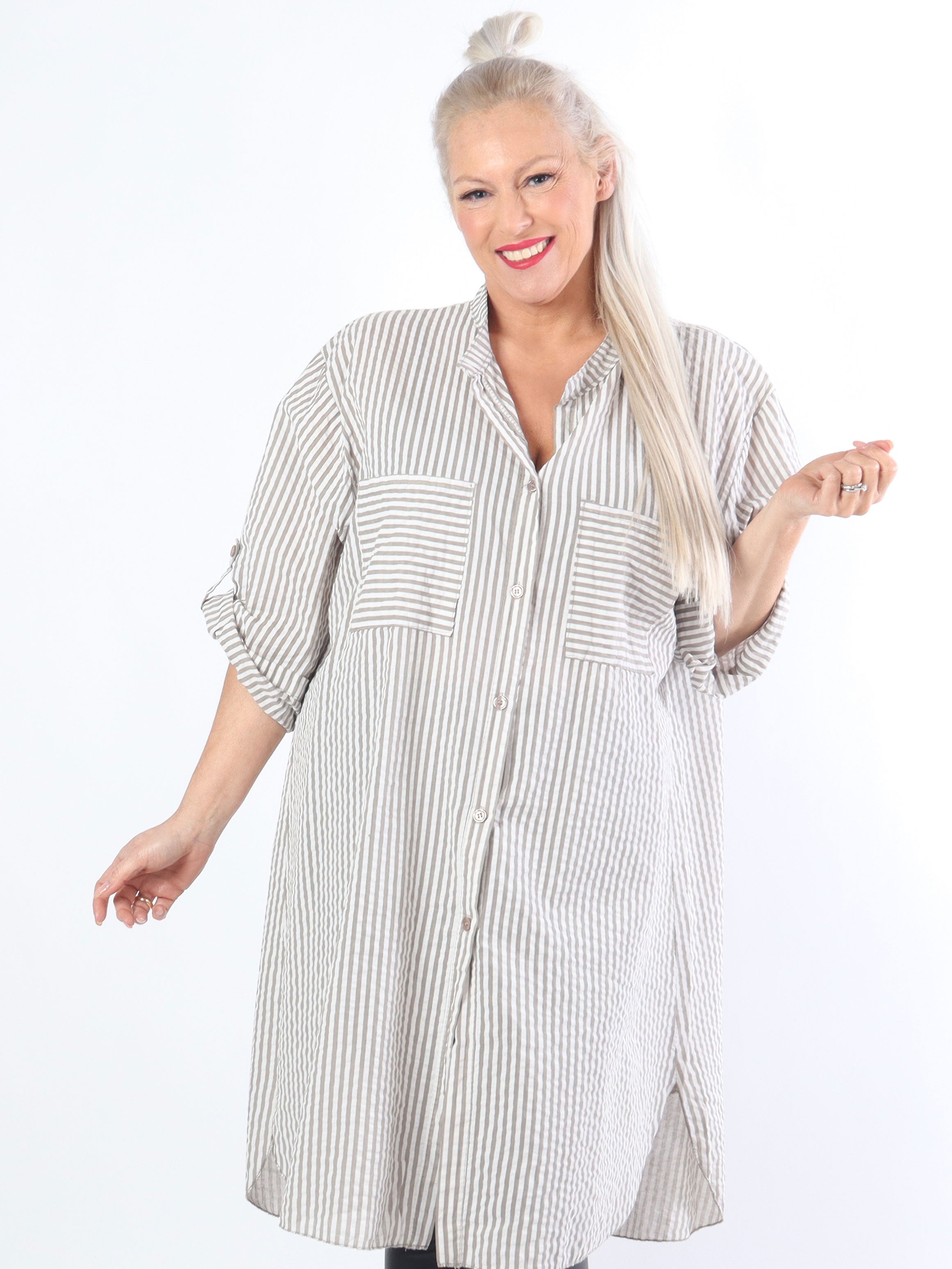 Bellis - Fed plus size skjorte i bæk og bølge