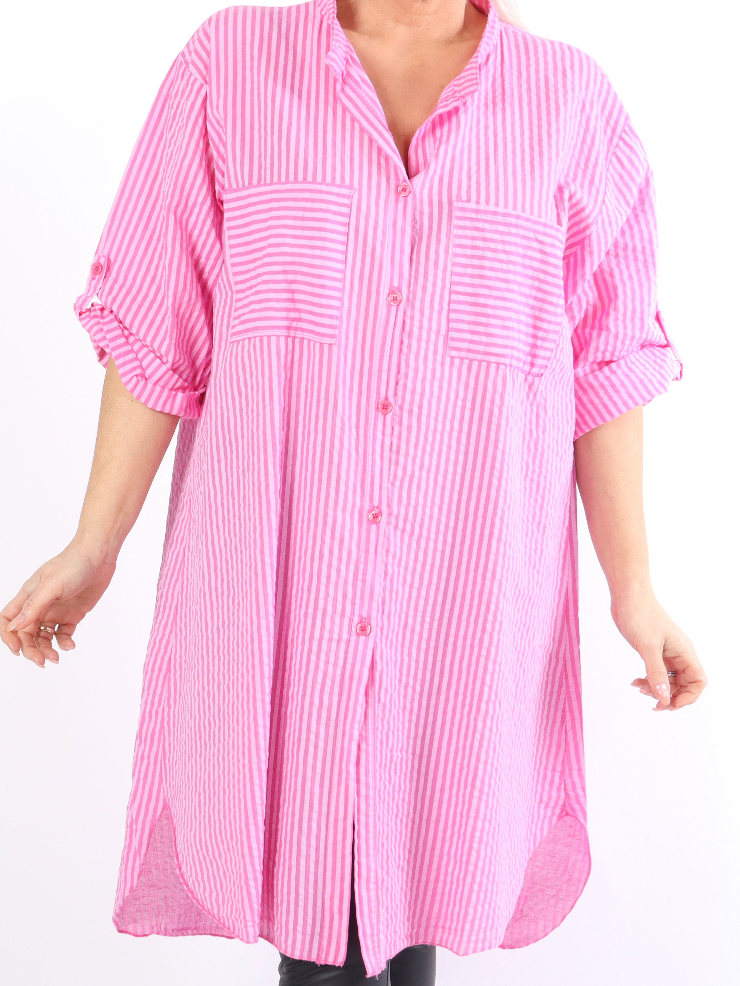 Bellis - Fed plus size skjorte i bæk og bølge