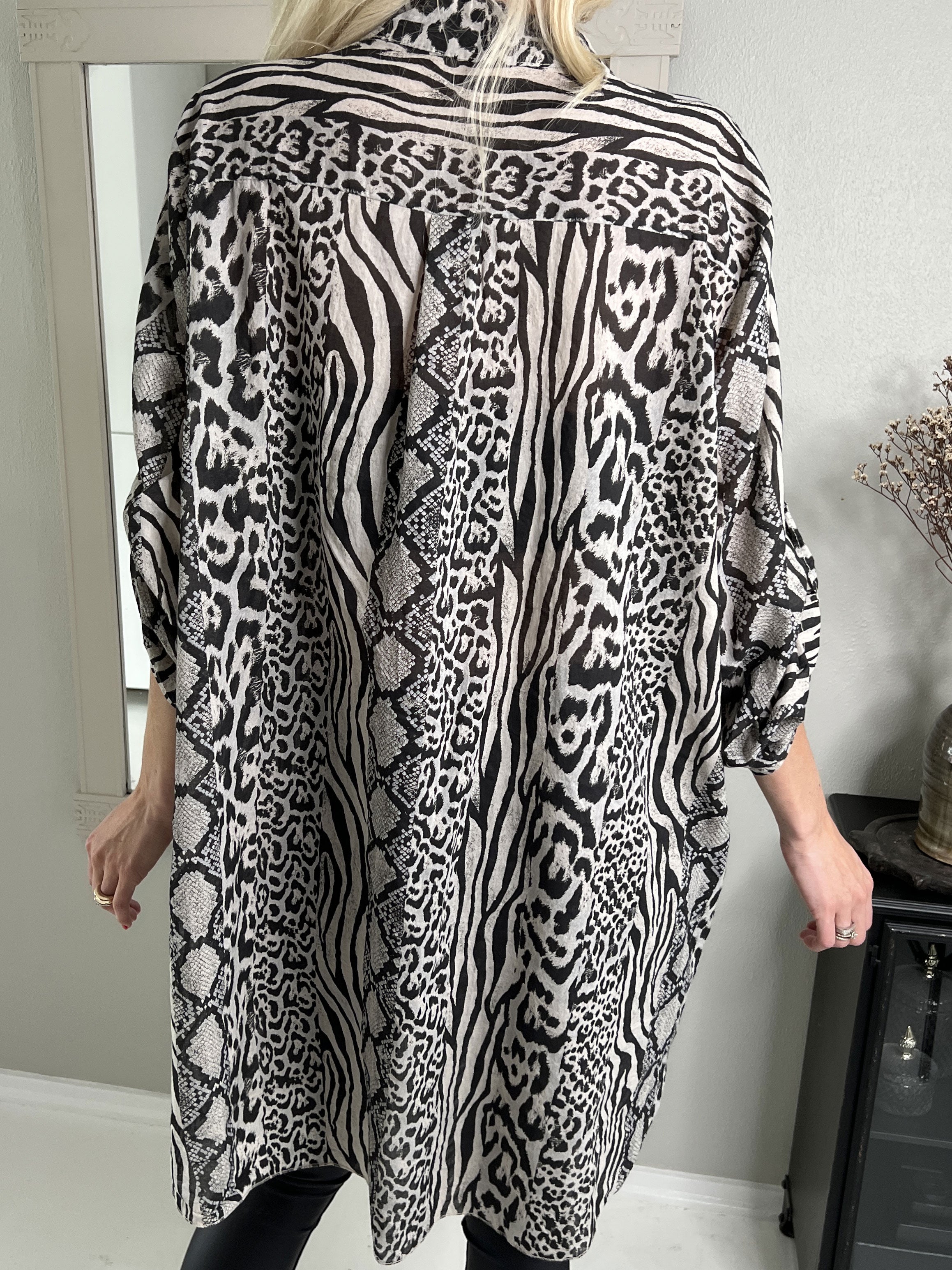 Berna Animal - Skjorte i blandet dyreprint med lommer