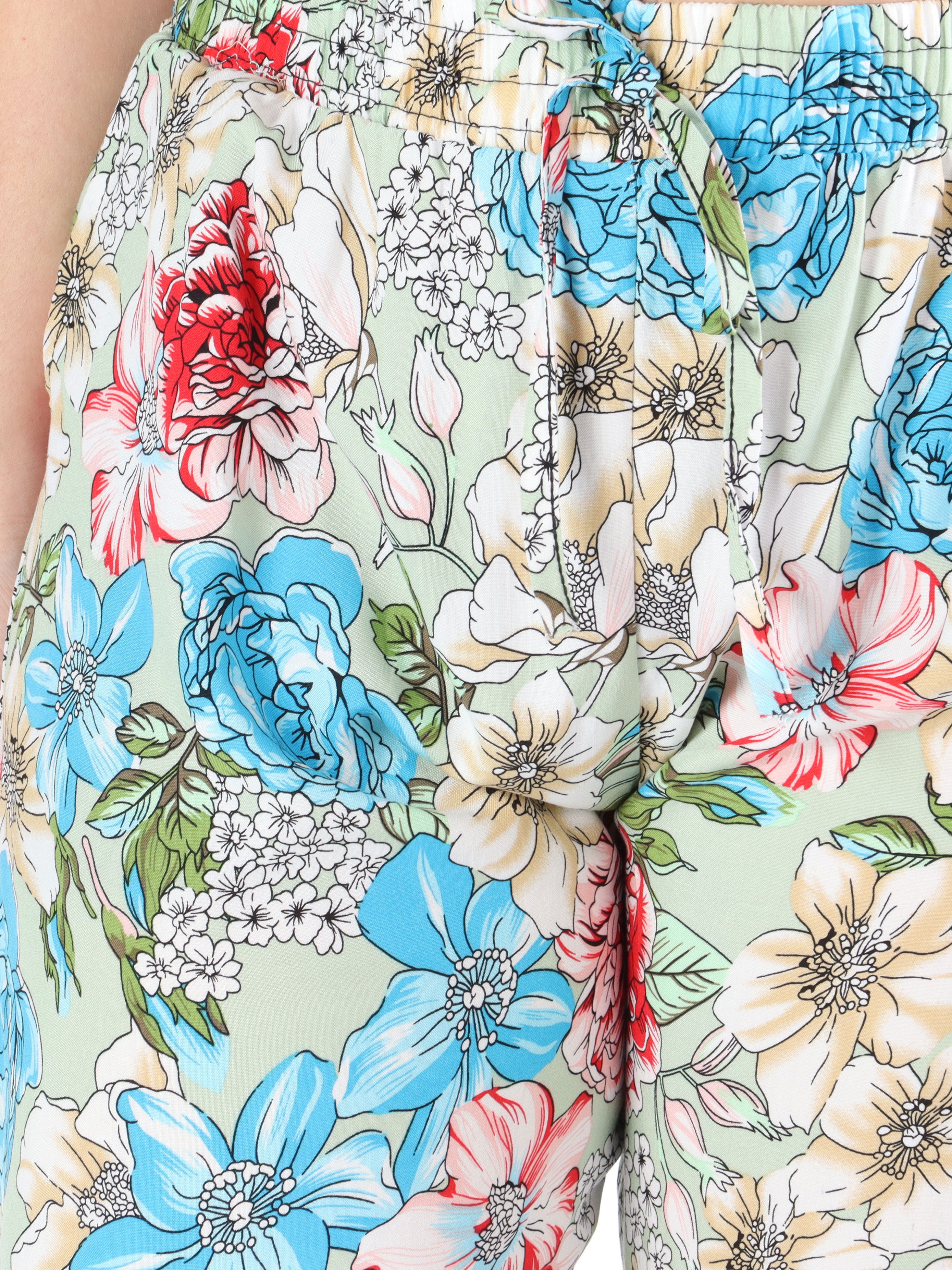 Billie - Løse bukser i blomsterprint med elastikkant