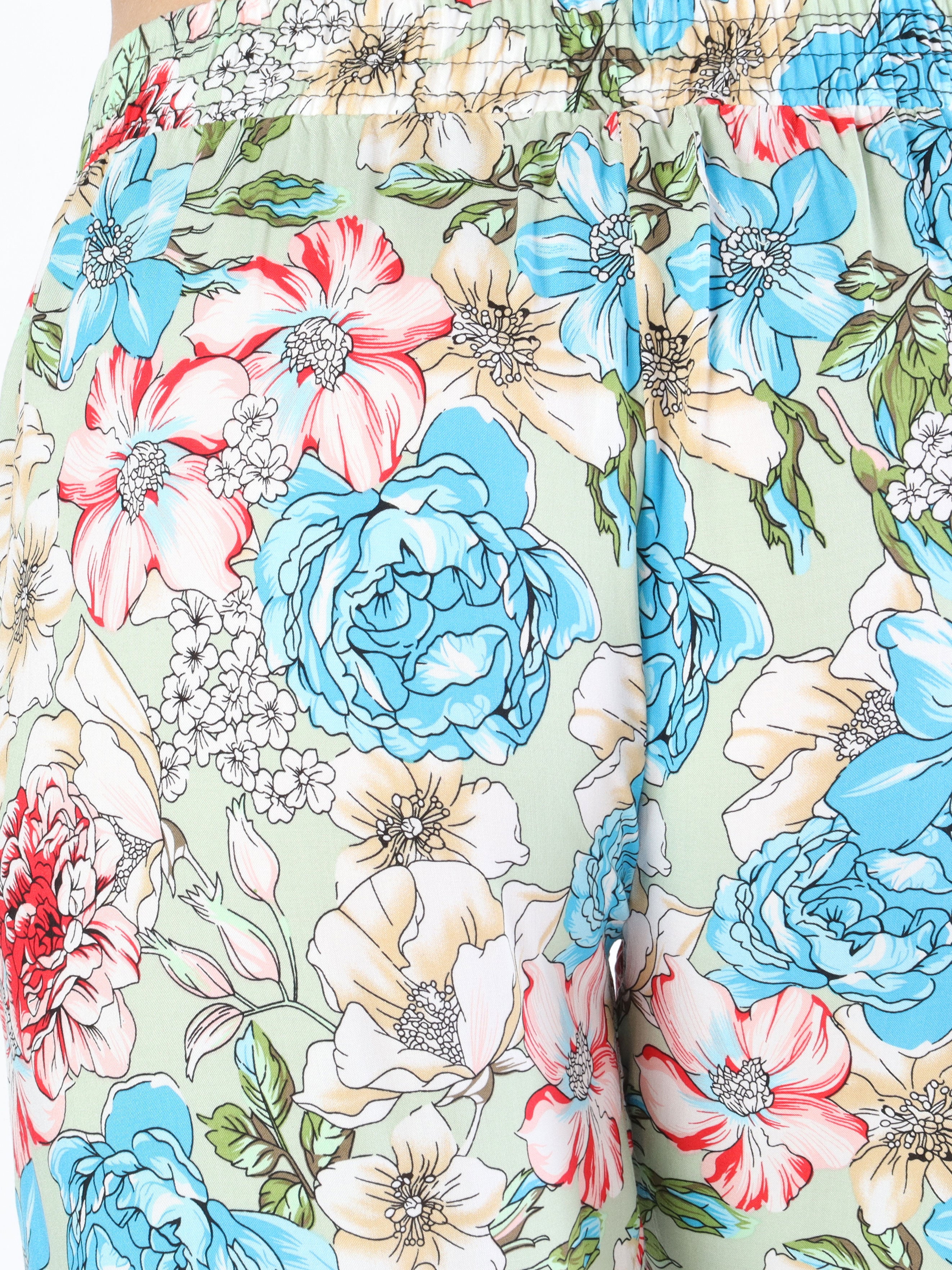 Billie - Løse bukser i blomsterprint med elastikkant