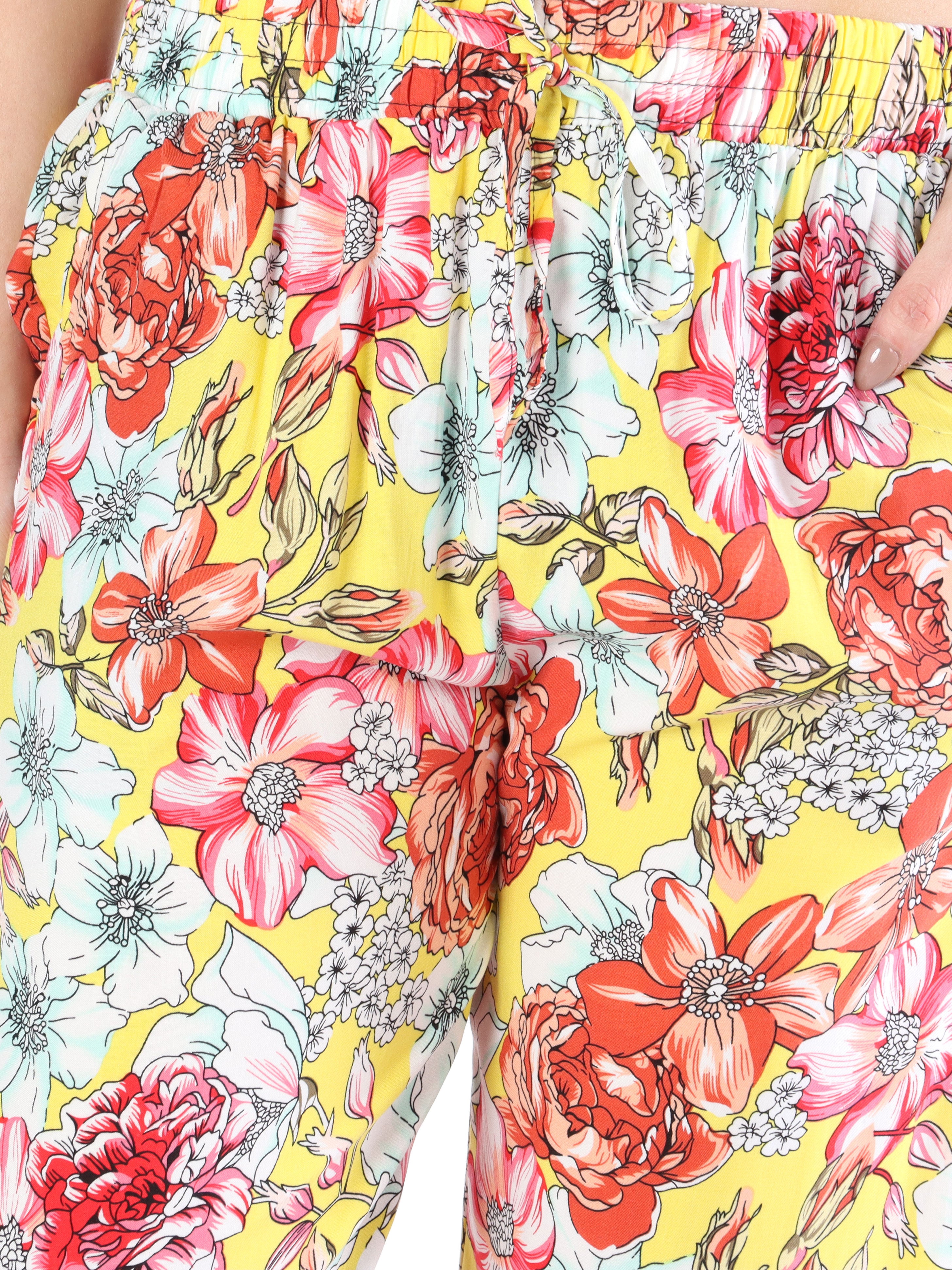 Billie - Løse bukser i blomsterprint med elastikkant