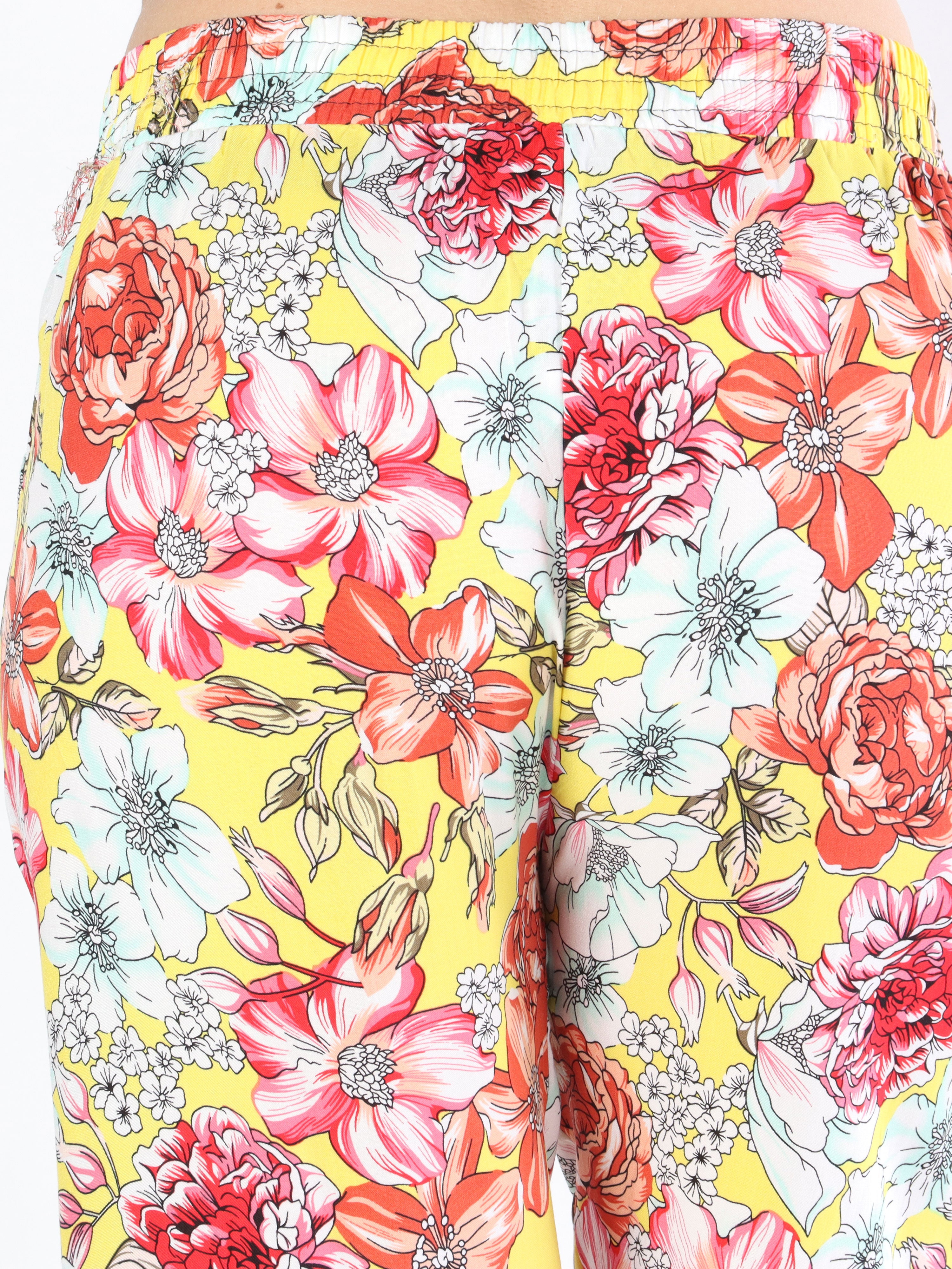 Billie - Løse bukser i blomsterprint med elastikkant