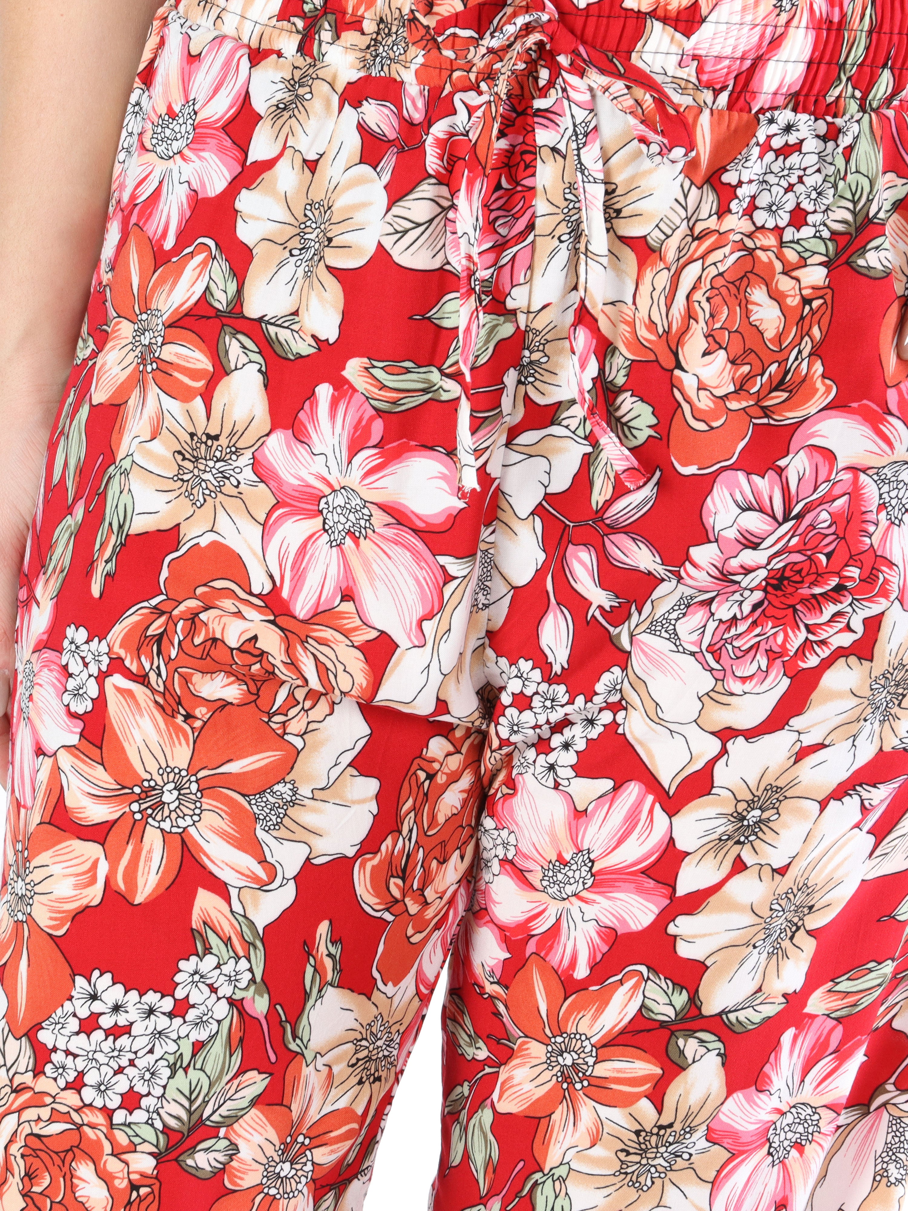 Billie - Løse bukser i blomsterprint med elastikkant