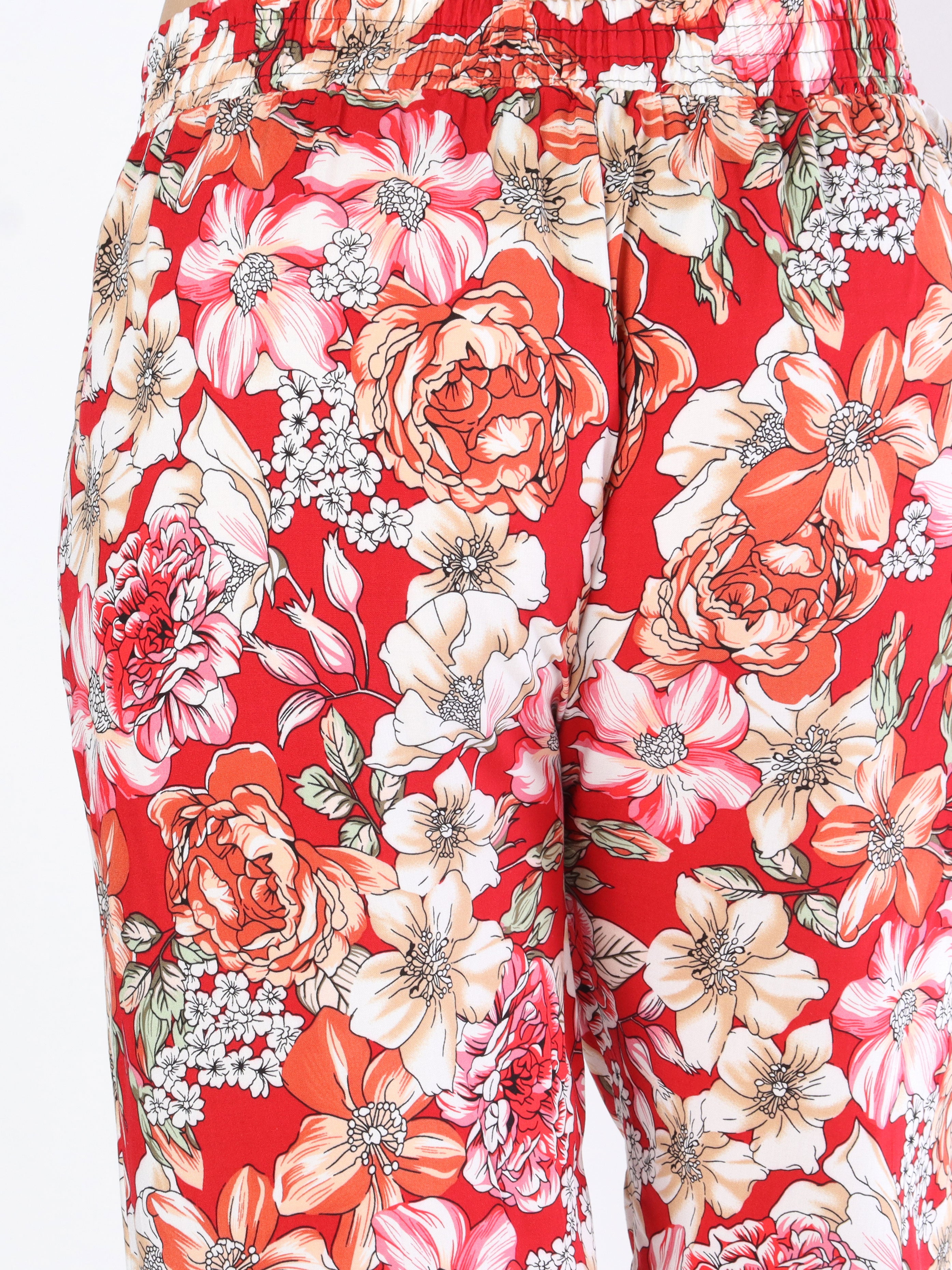 Billie - Løse bukser i blomsterprint med elastikkant