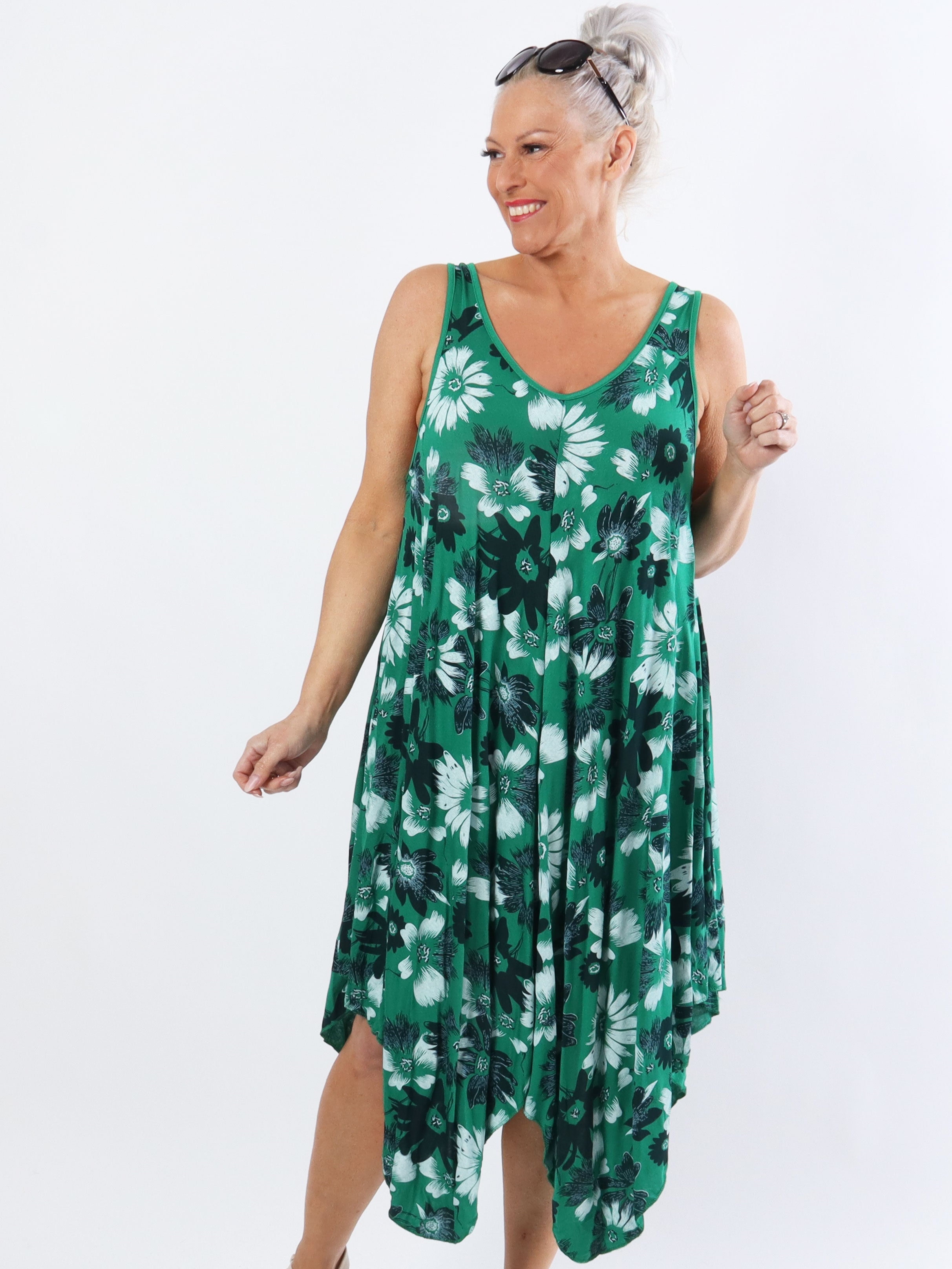 Blair - Luftig plus size kjole i viskose med blomsterprint