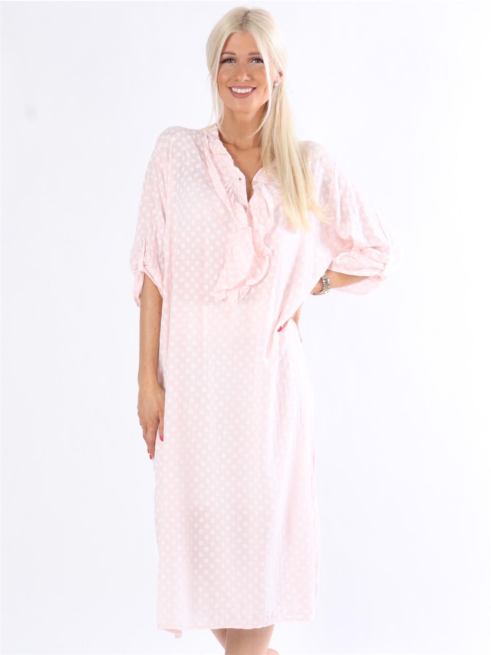 Bonita stripe - Stribet skjortekjole med flæser