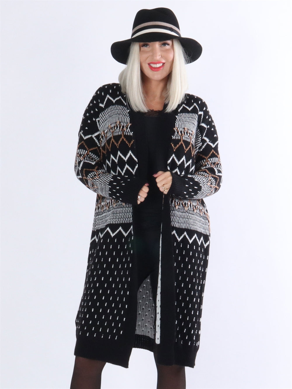 Brandi - Mønstret strikcardigan