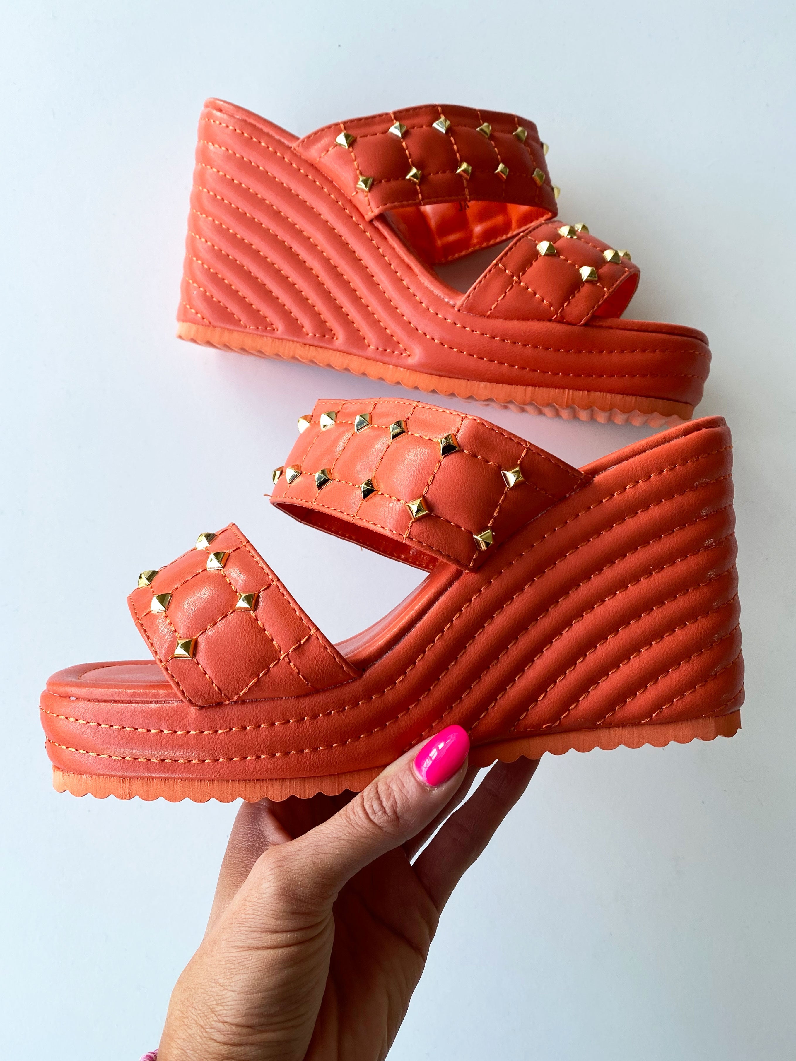 Brooklyn - Sandaler med kilehæl og guldnitter