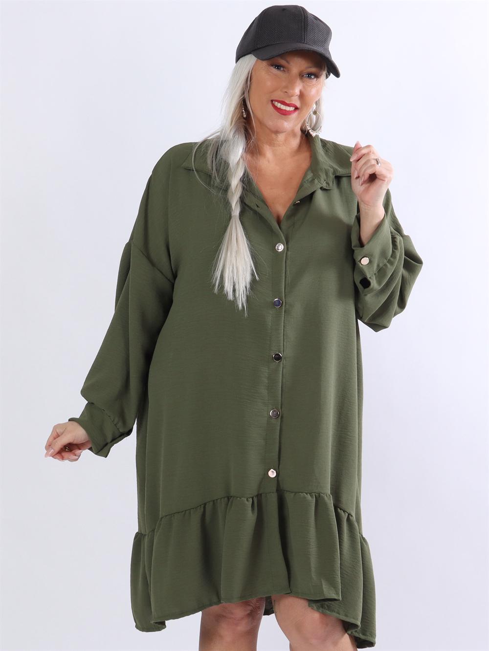 Camille - Kjole med knapper og flæselag i bunden