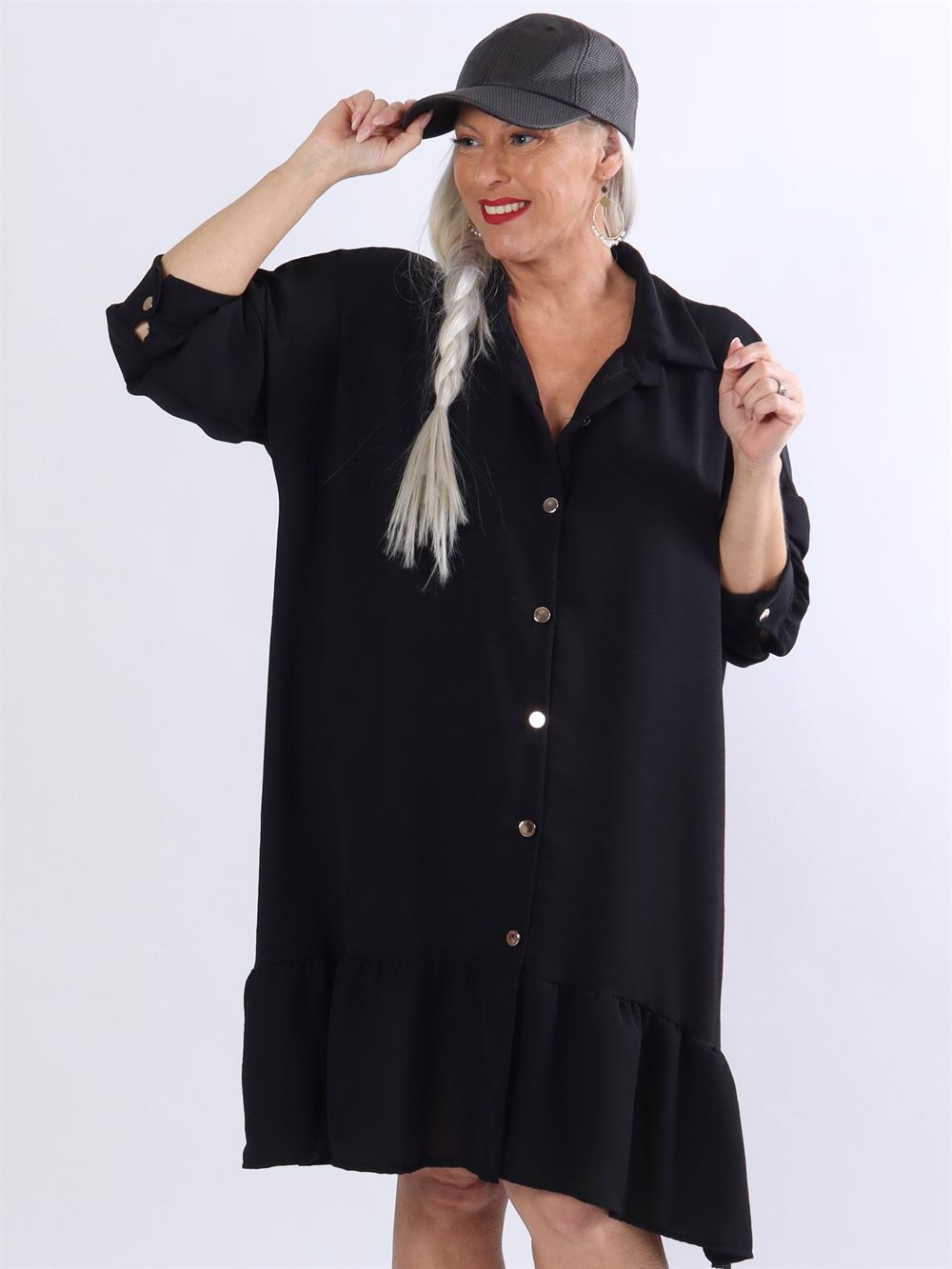 Camille - Kjole med knapper og flæselag i bunden