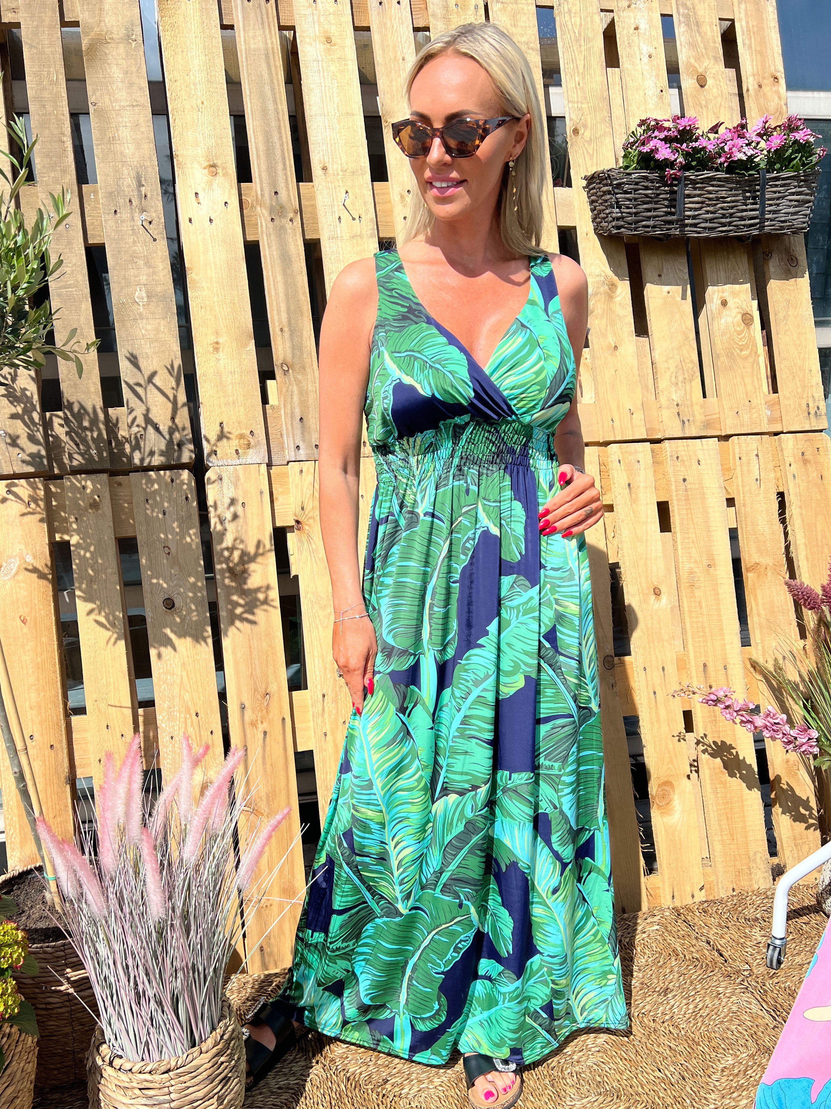 Carmina - Mønstret stropkjole i elastisk stof