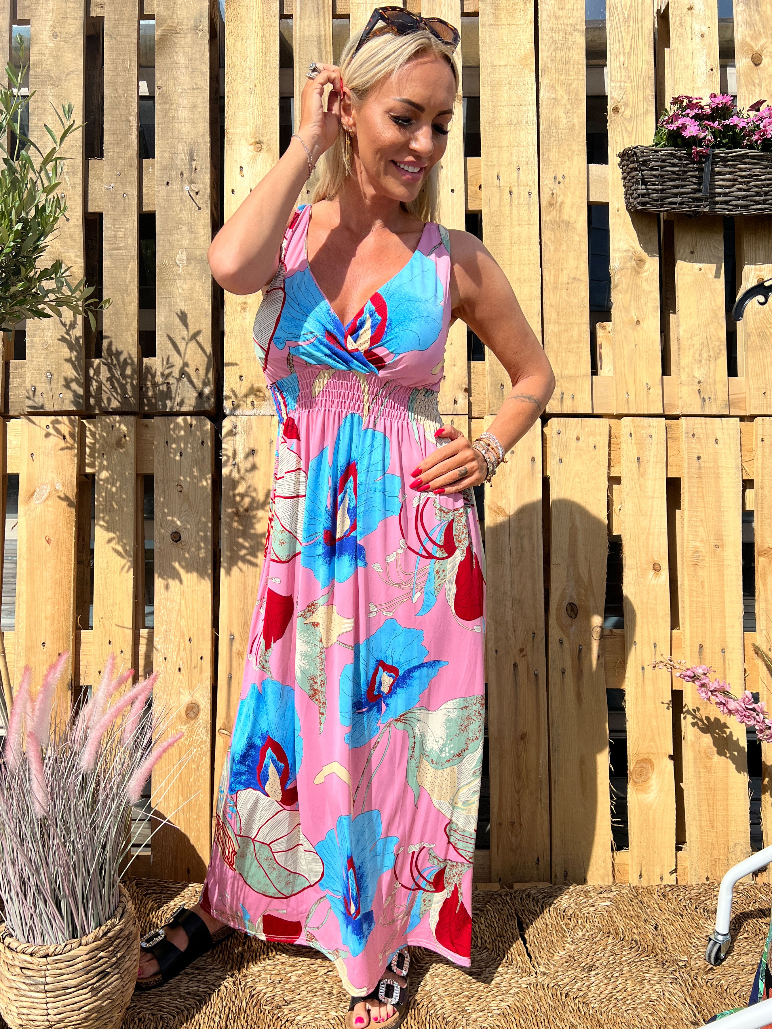 Carmina - Mønstret stropkjole i elastisk stof