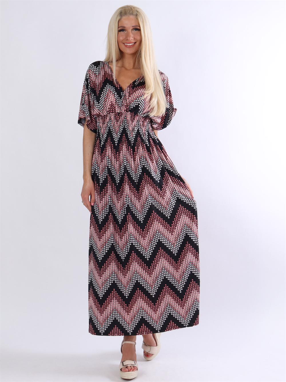 Catherina - Lang mønstret elastisk kjole