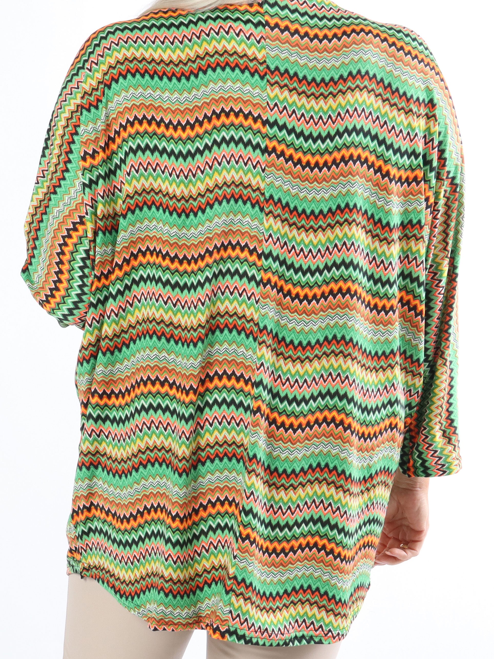 Celia Zigzag - Sød plus size tunika i elastisk stof med lynlås