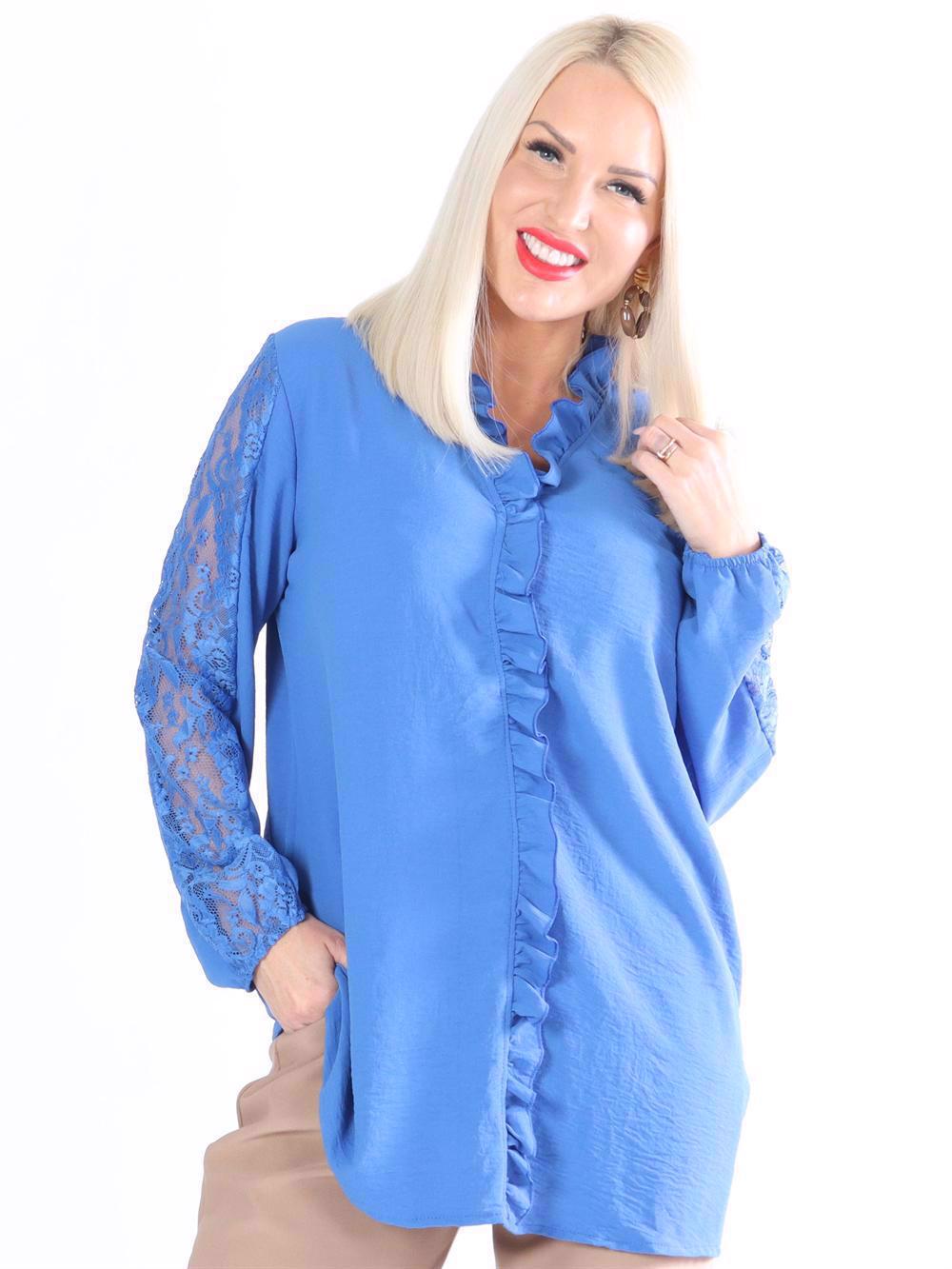 Chaka - Blonde tunika med flæse langs fronten