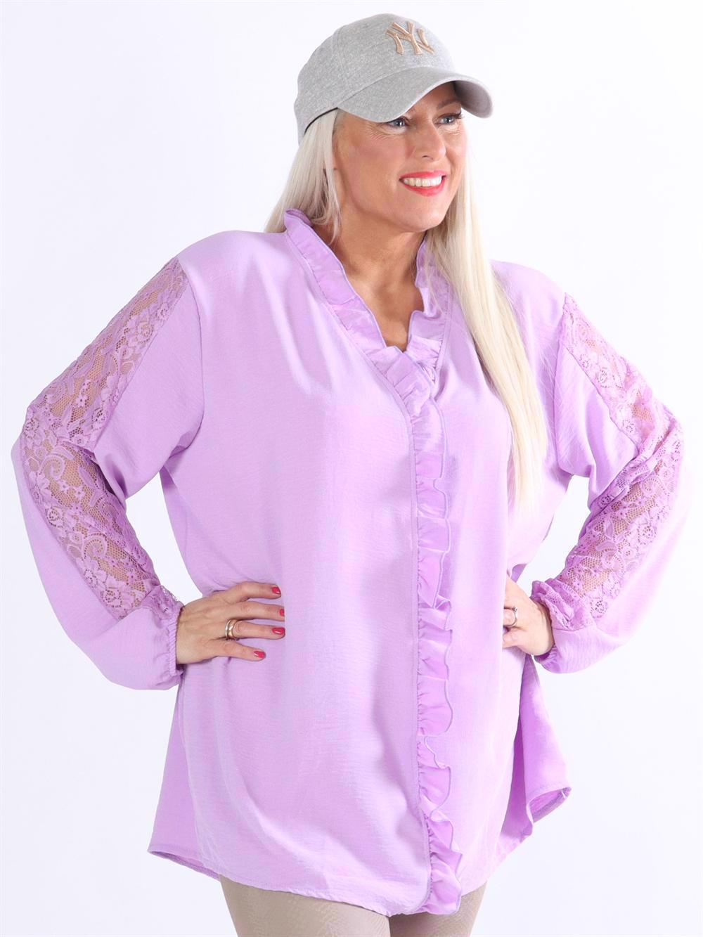 Chaka - Blonde tunika med flæse langs fronten