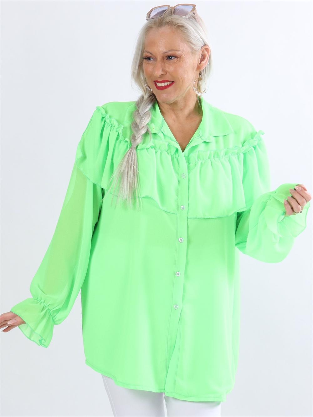 Chia - Tunikaskjorte i chiffon med flæser