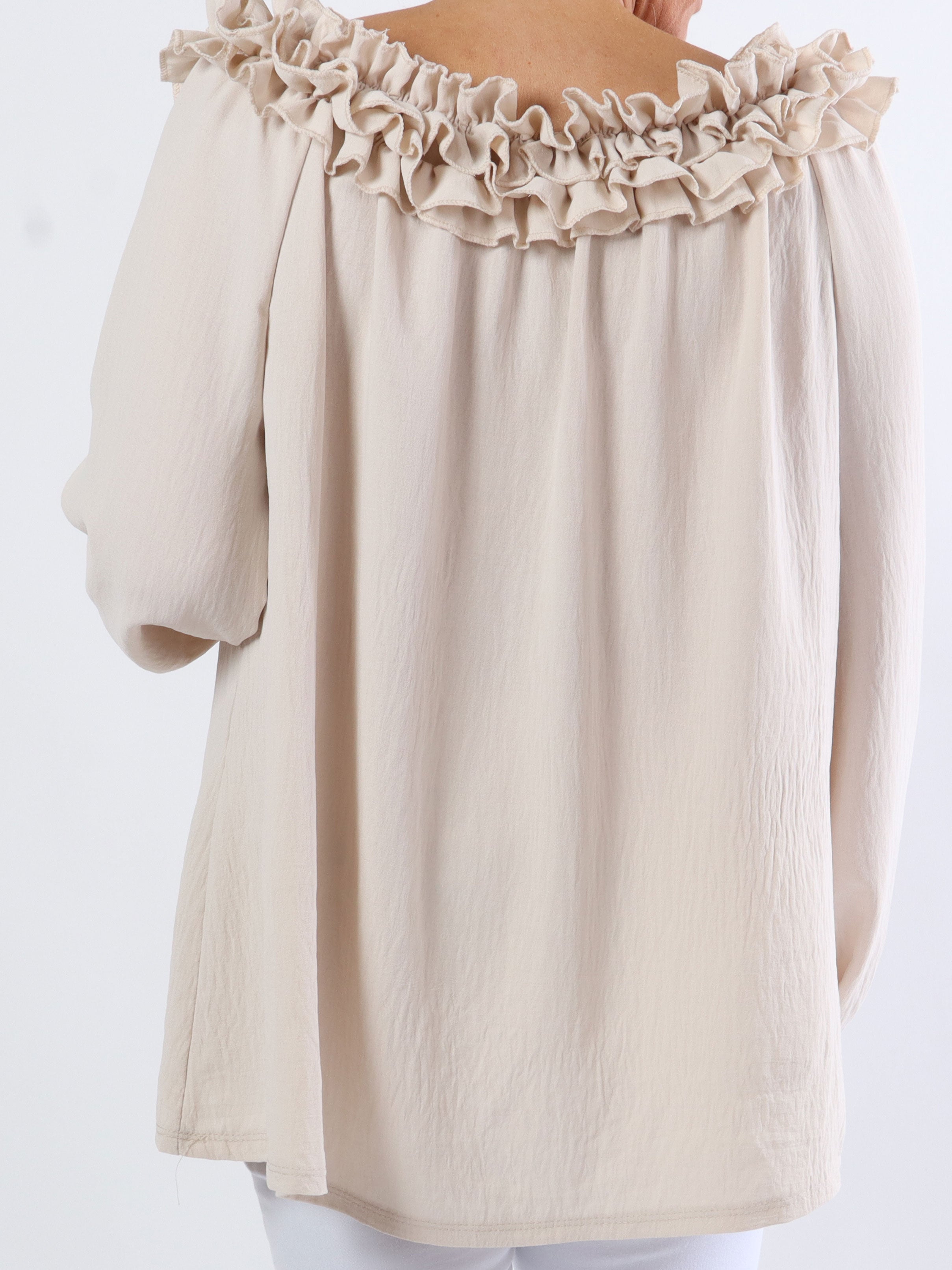 Chili - Fineste plus size tunika bluse med flæser i udskæringen (bestseller)