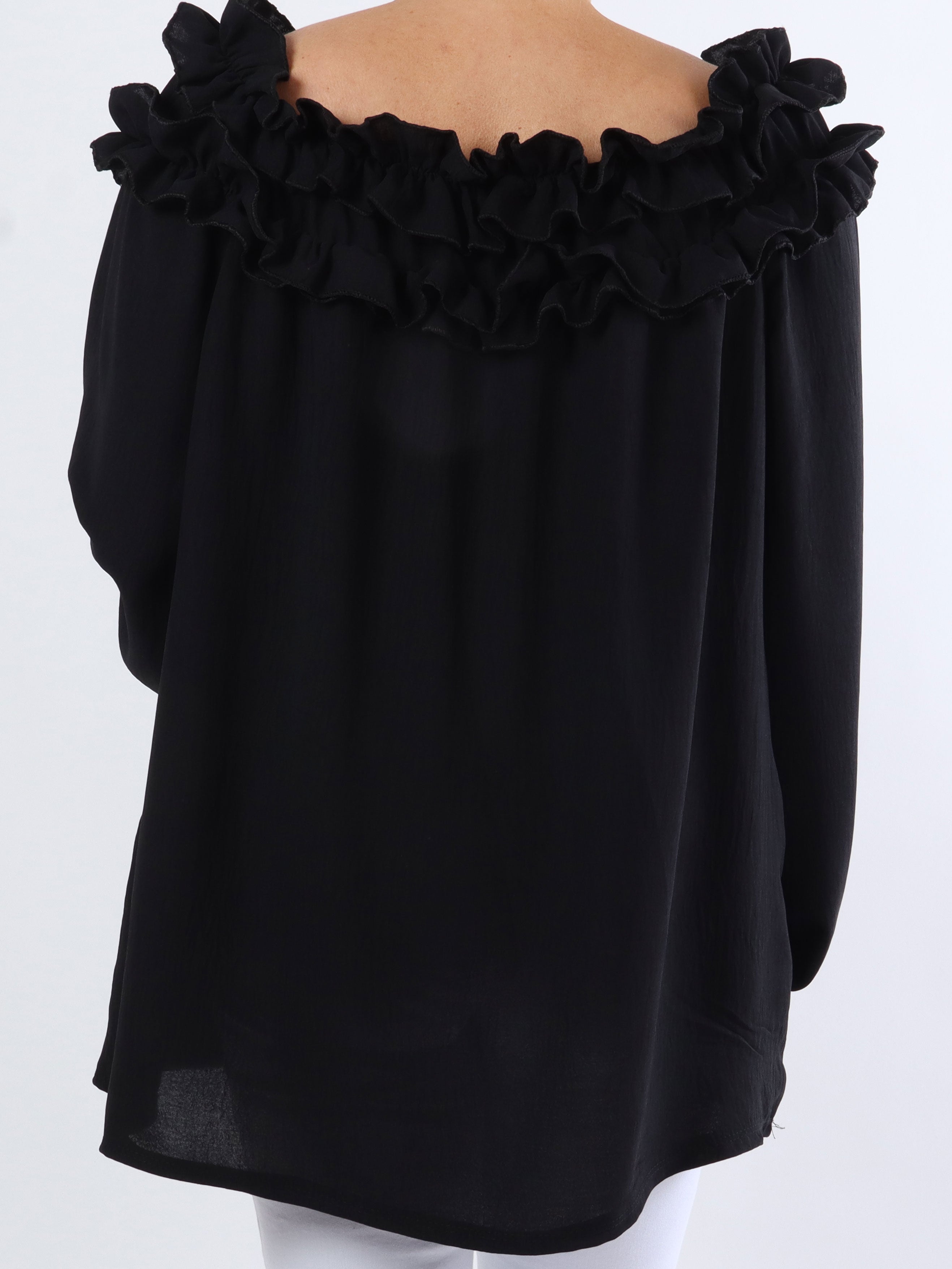 Chili - Fineste plus size tunika bluse med flæser i udskæringen (bestseller)