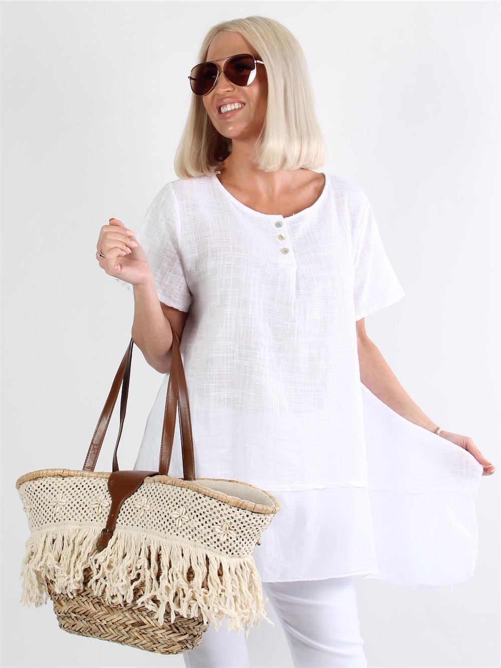 Concetta - Hvid bluse med lille skørt forneden