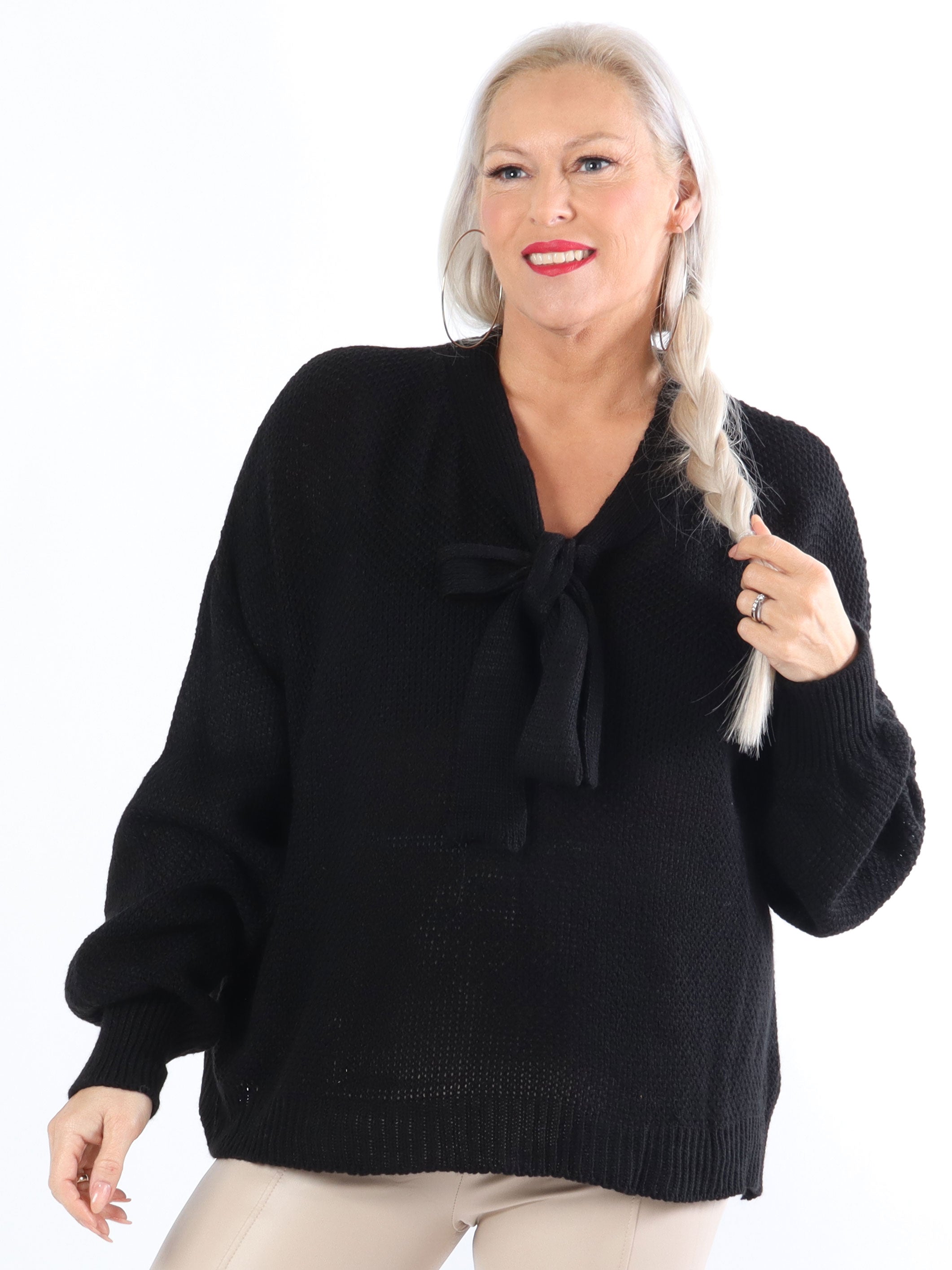 Cutie - Sød plus size strik med sløjfe