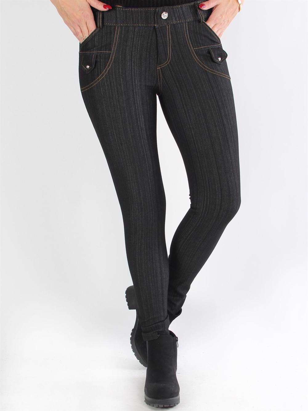 Dina - Sorte elastiske jeggings med lommer