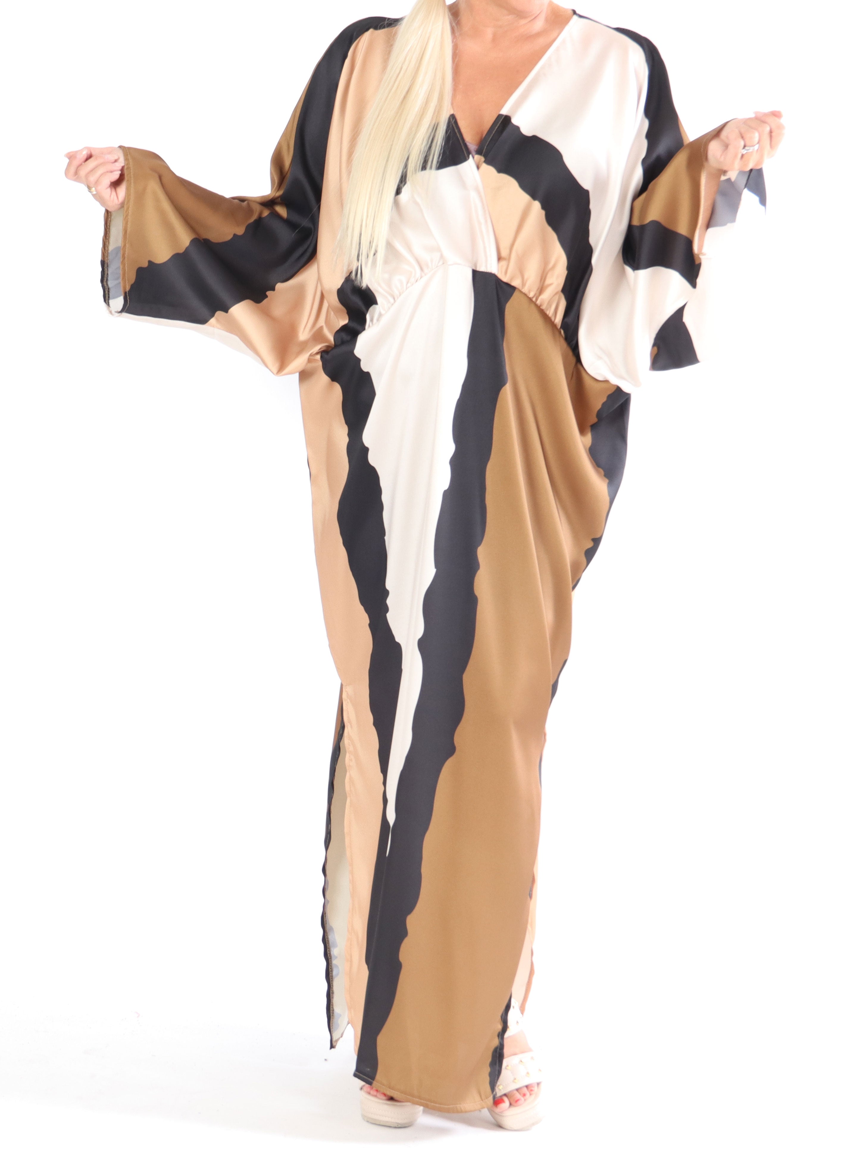 Dita - Lang smuk plus size kjole i silkelook