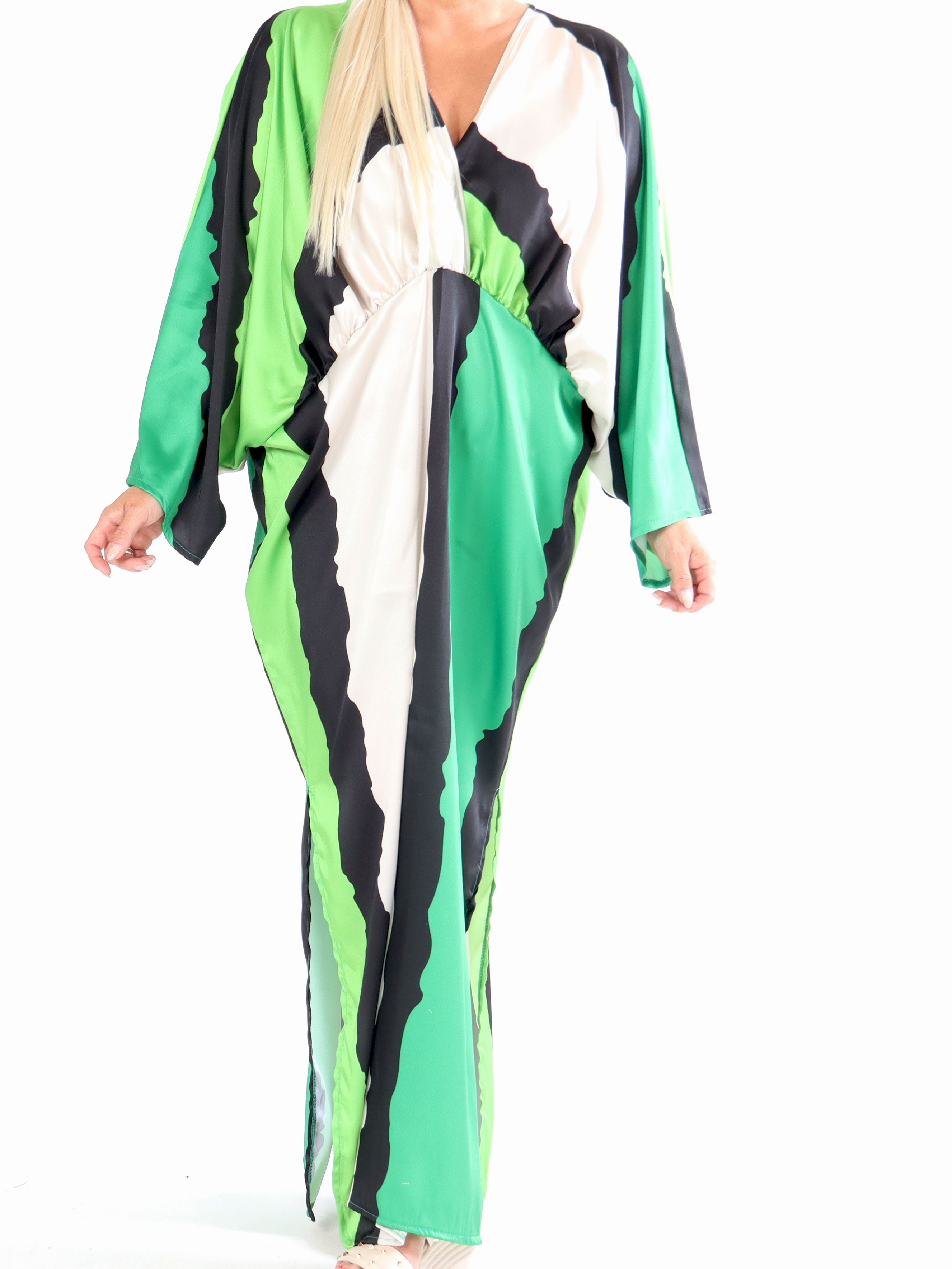 Dita - Lang smuk plus size kjole i silkelook