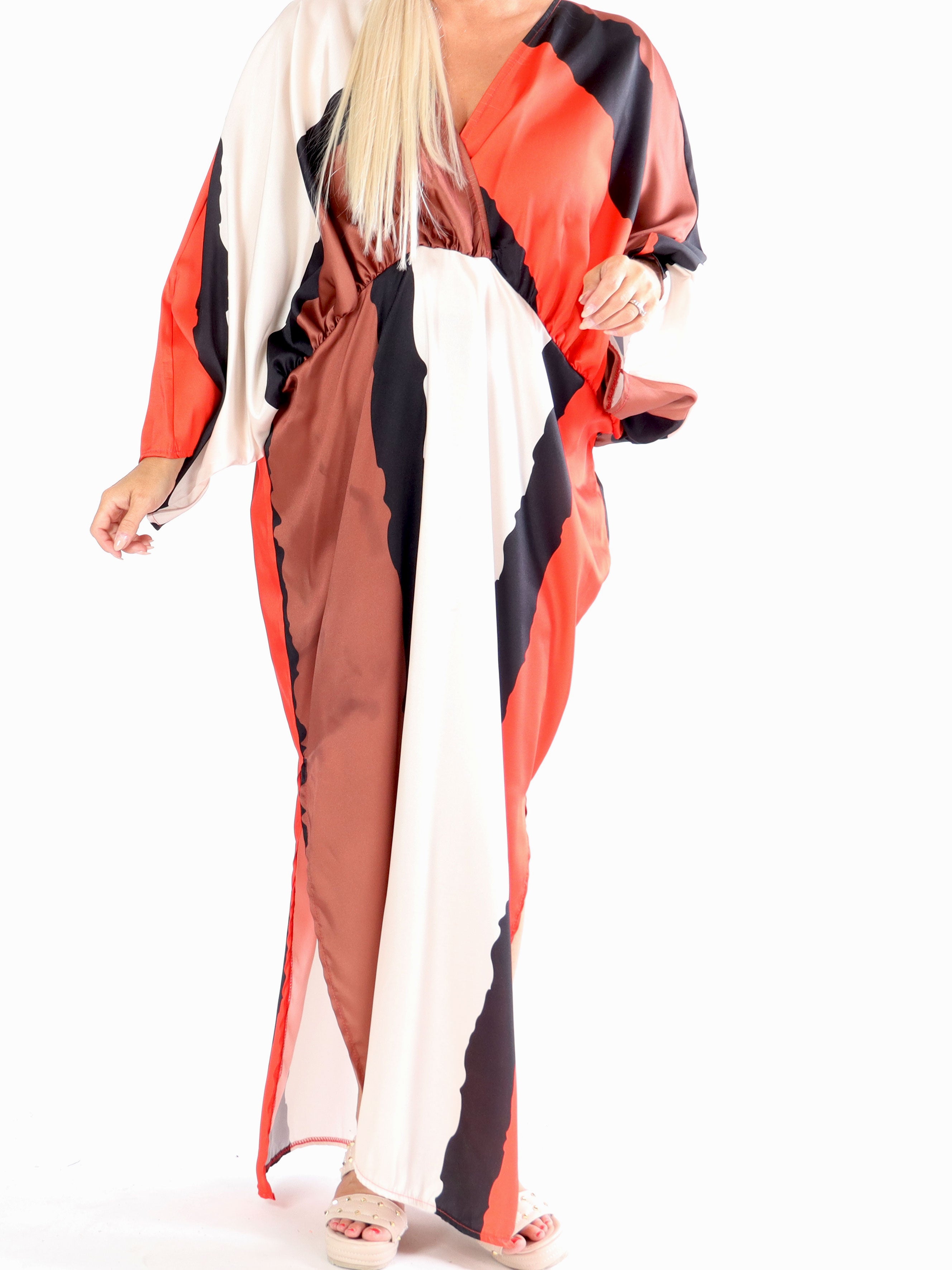 Dita - Lang smuk plus size kjole i silkelook