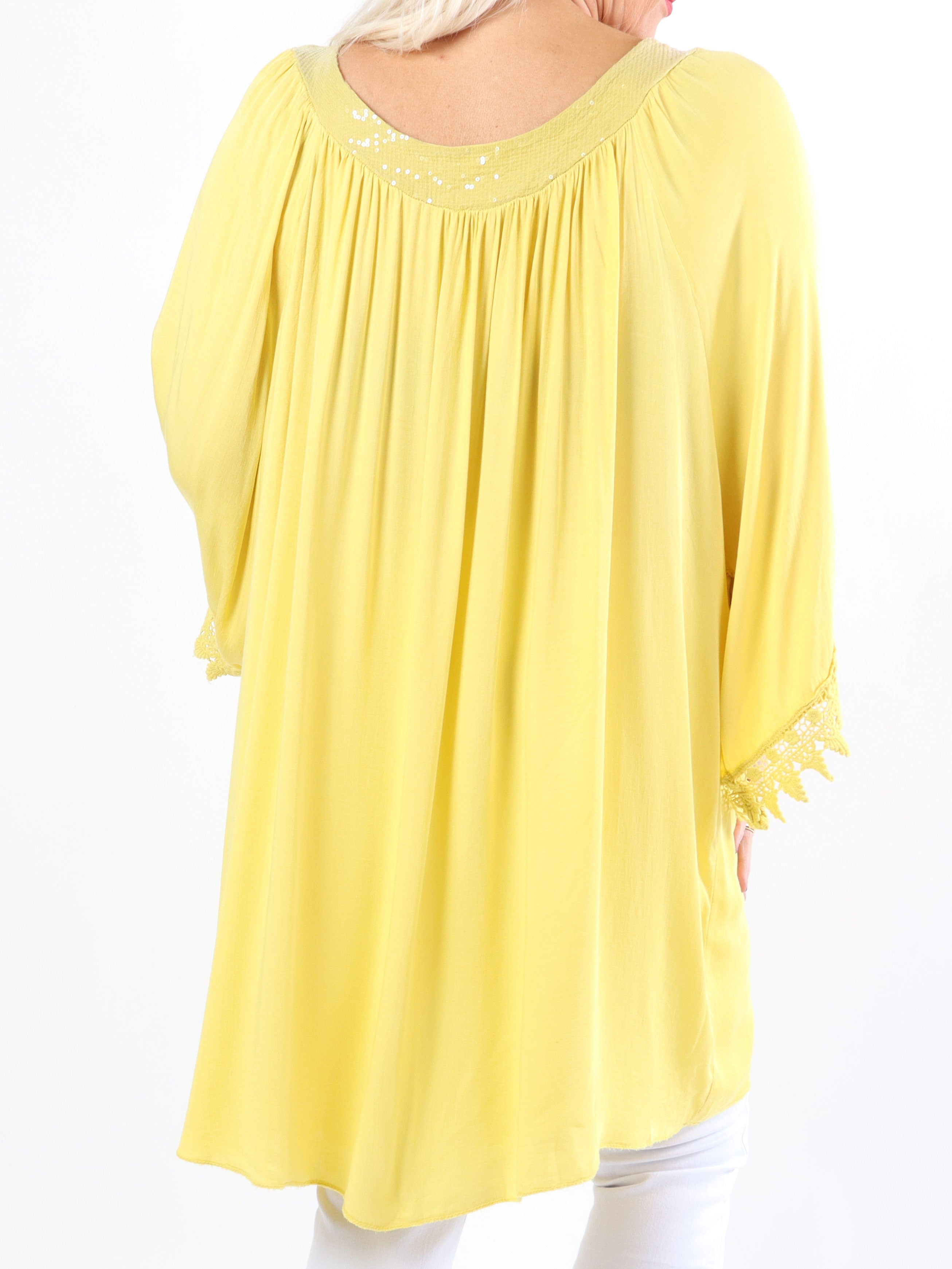 Dolores - Plus size tunikakjole med pailletter og broderinger