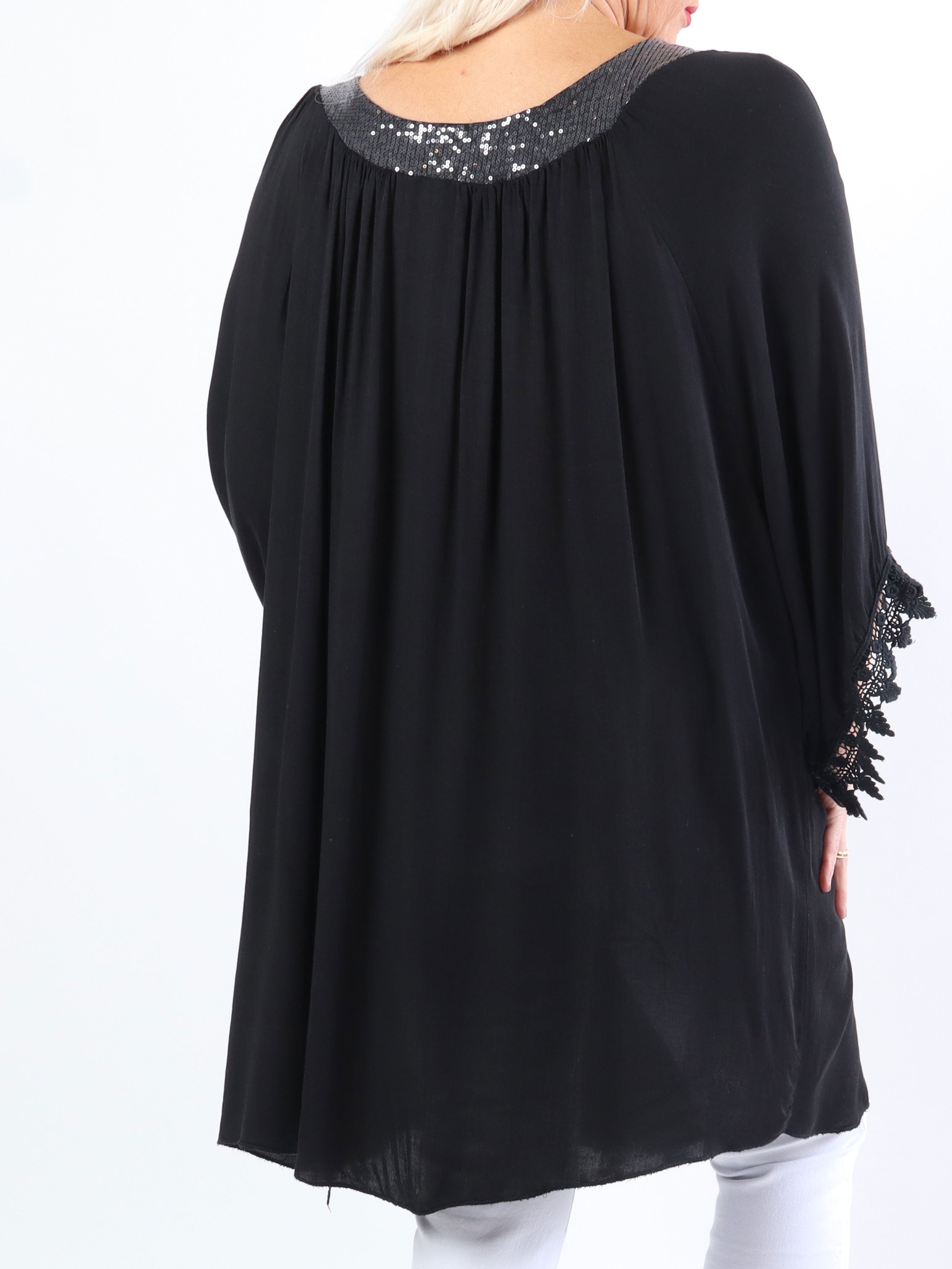 Dolores - Plus size tunikakjole med pailletter og broderinger