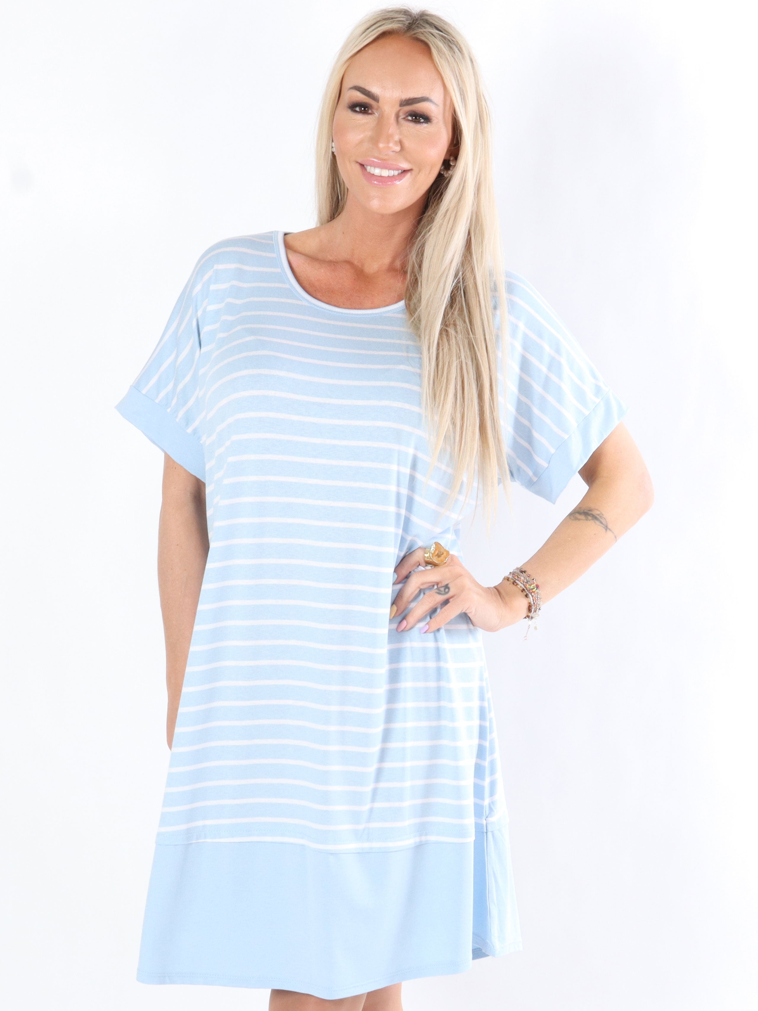 Dulce - Kjole i jerseystof med hvide striber