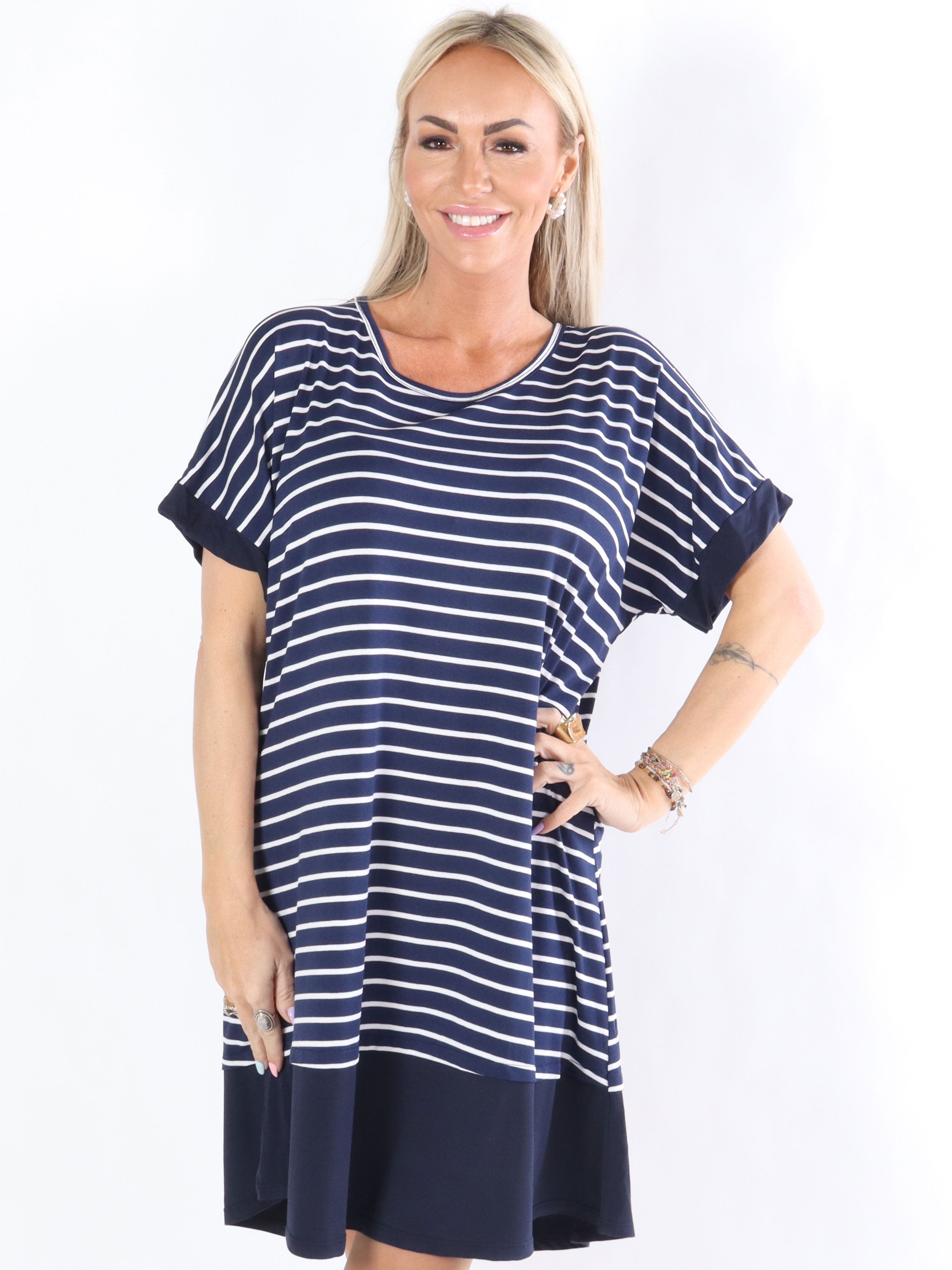 Dulce - Kjole i jerseystof med hvide striber