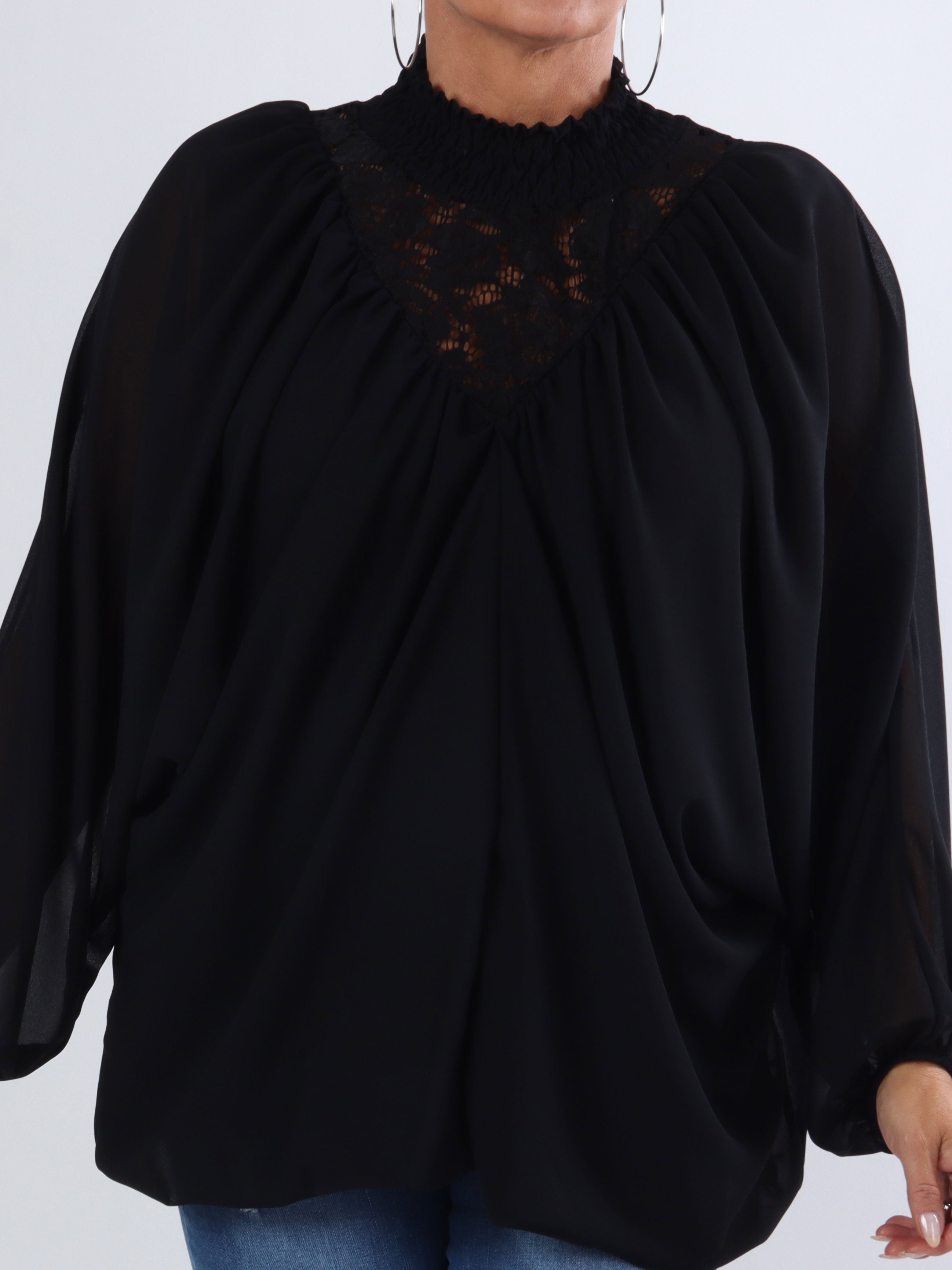 Edina - Fin plus size bluse med vidde ærmer