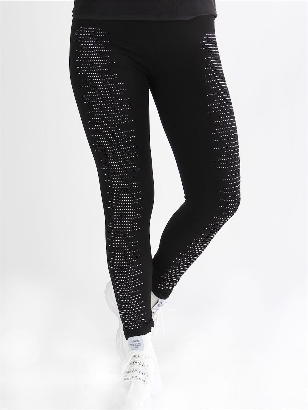 Electra - Sorte bløde leggings med similisten langs benet