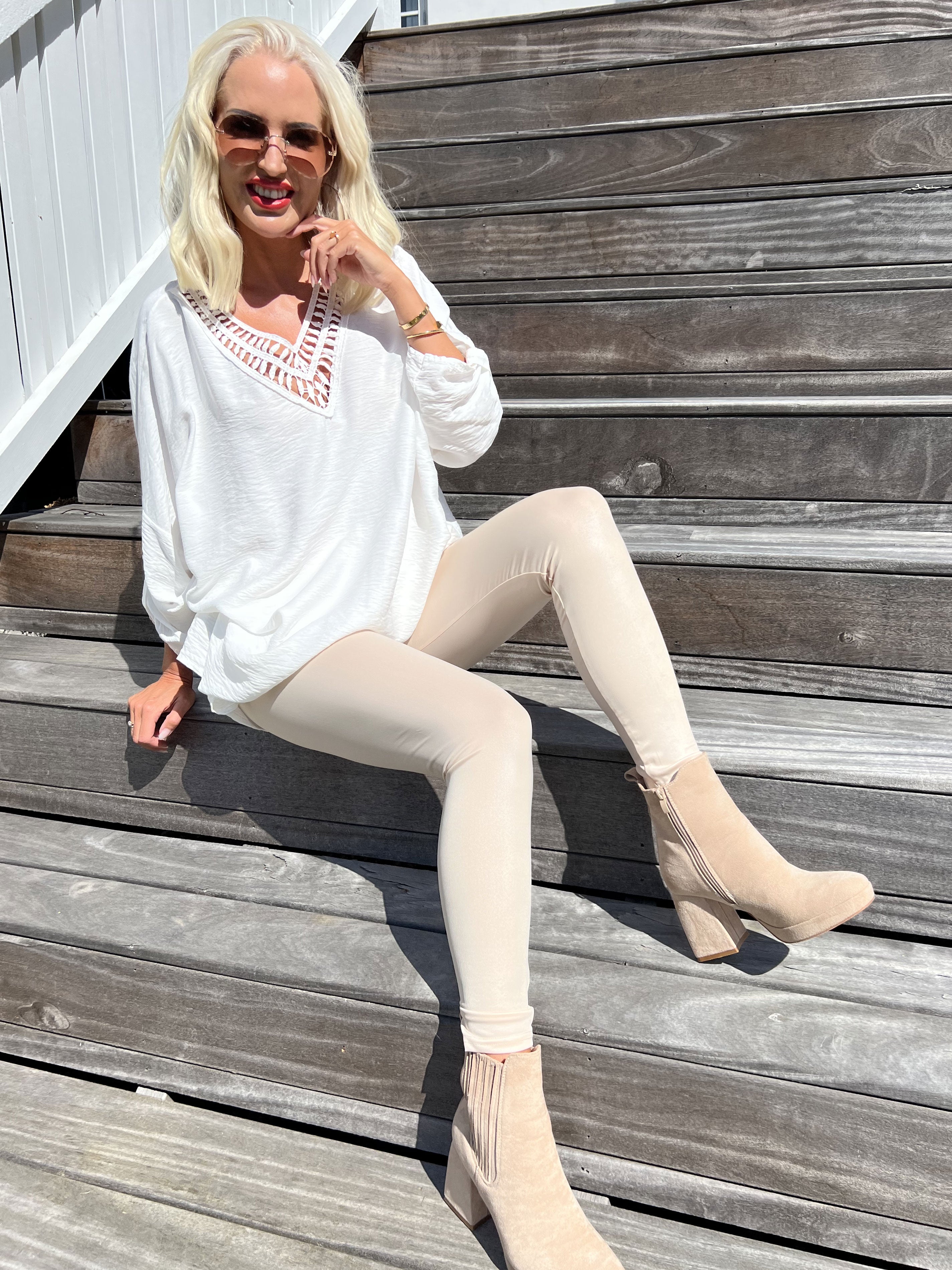 Irena - Elastiske leggings i shiny materiale