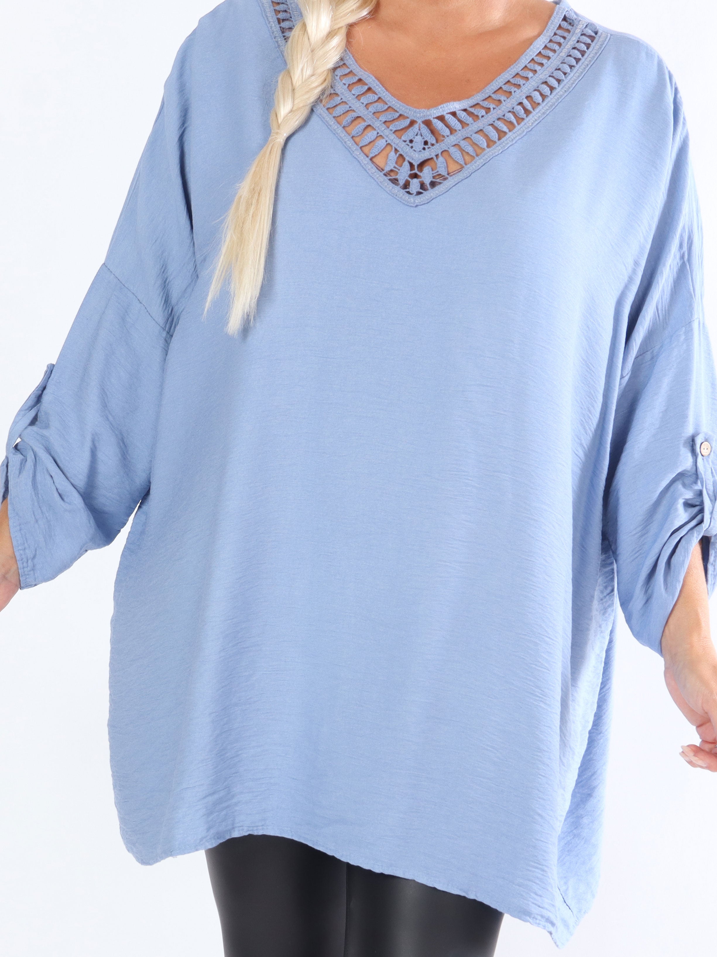 Elina - Plus size tunika pyntet med pailletter og broderinger