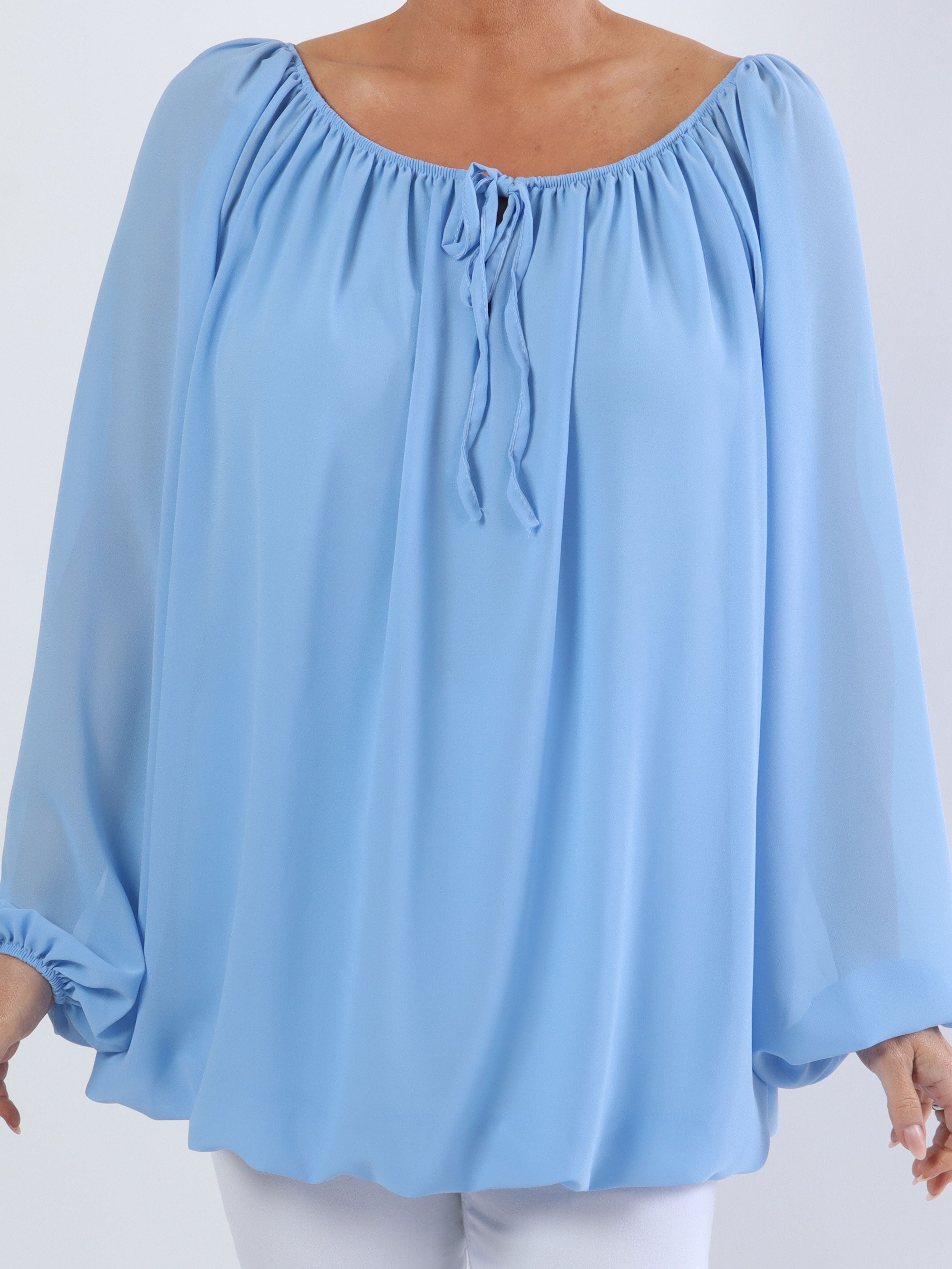 Ellen - Enkel plus size tunika med elastik udskæring