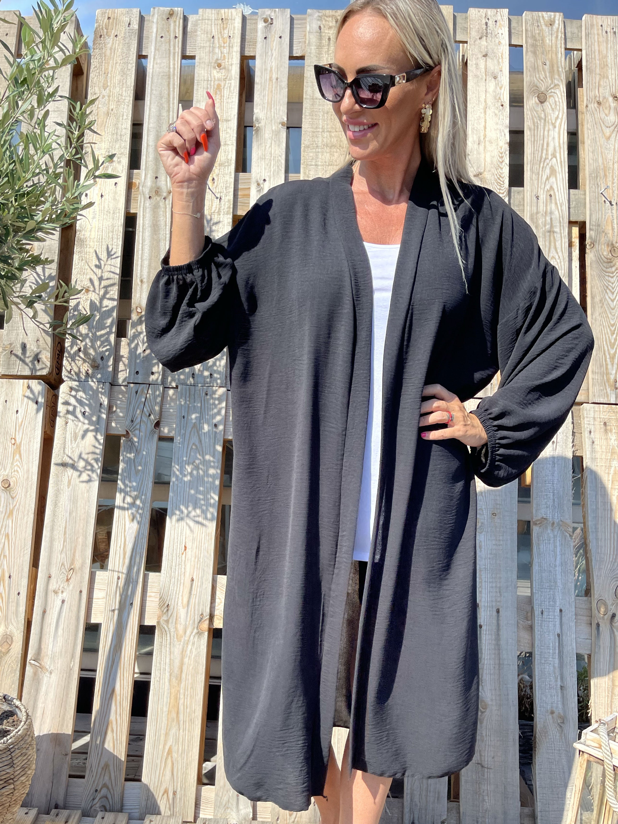 Ellen - Let cardigan med ballonærmer