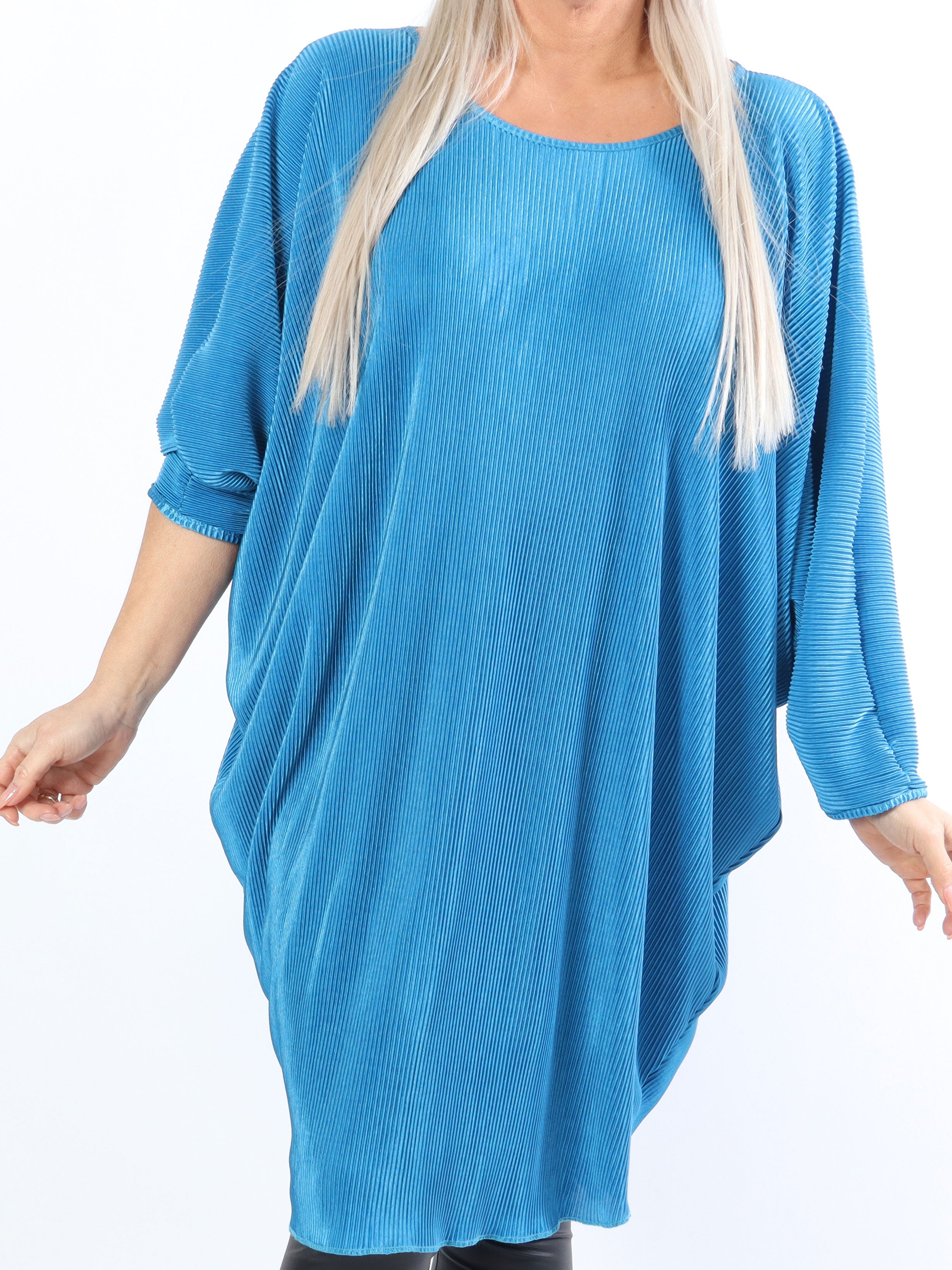 Elnora - Rillet plus size tunika med flagermusærmer