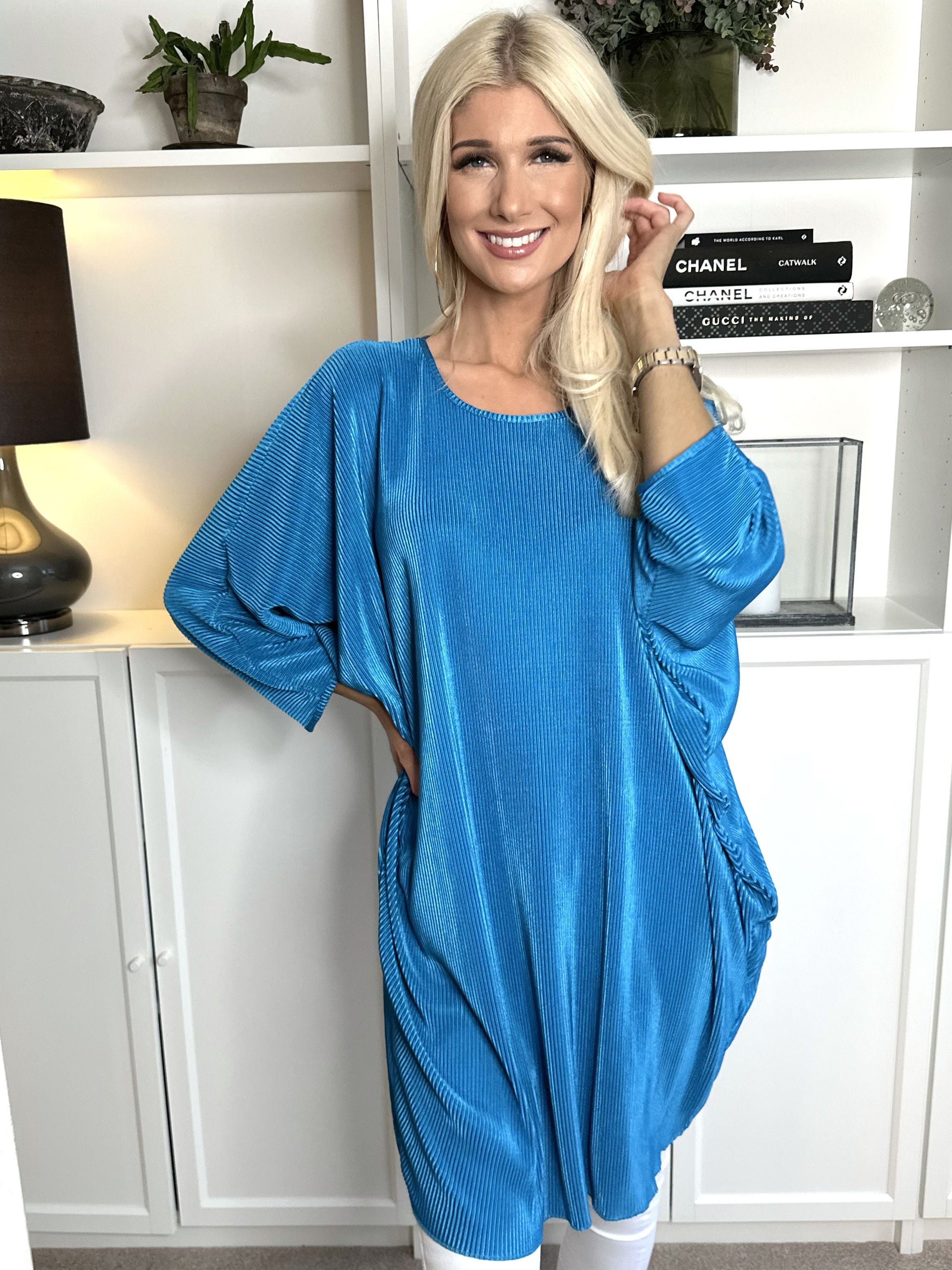 Elnora - Rillet tunika med flagermusærmer