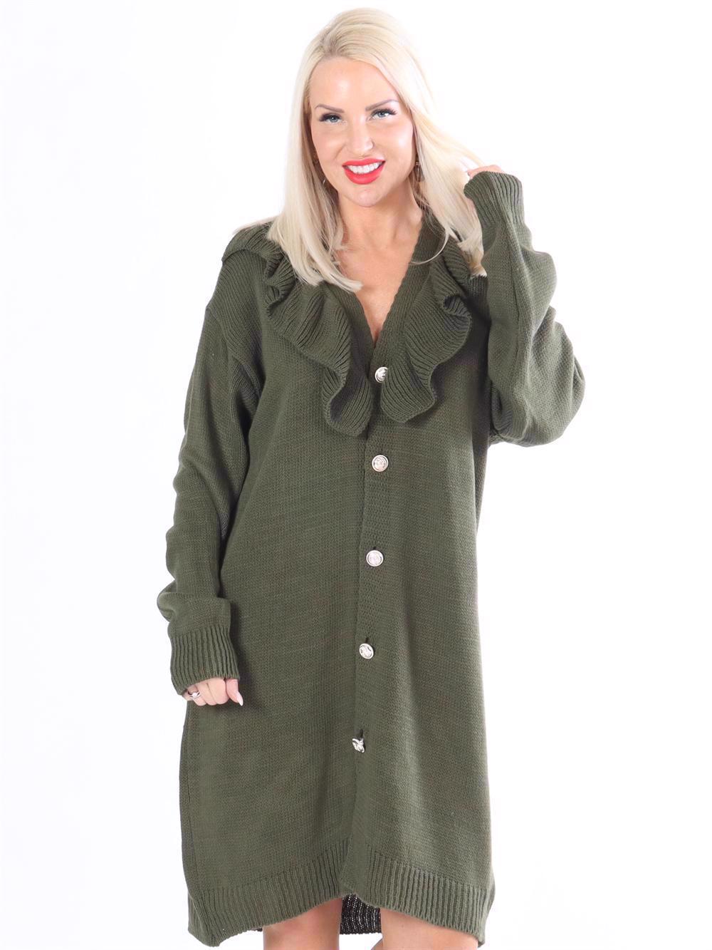 Emira - Strikcardigan med guldknapper