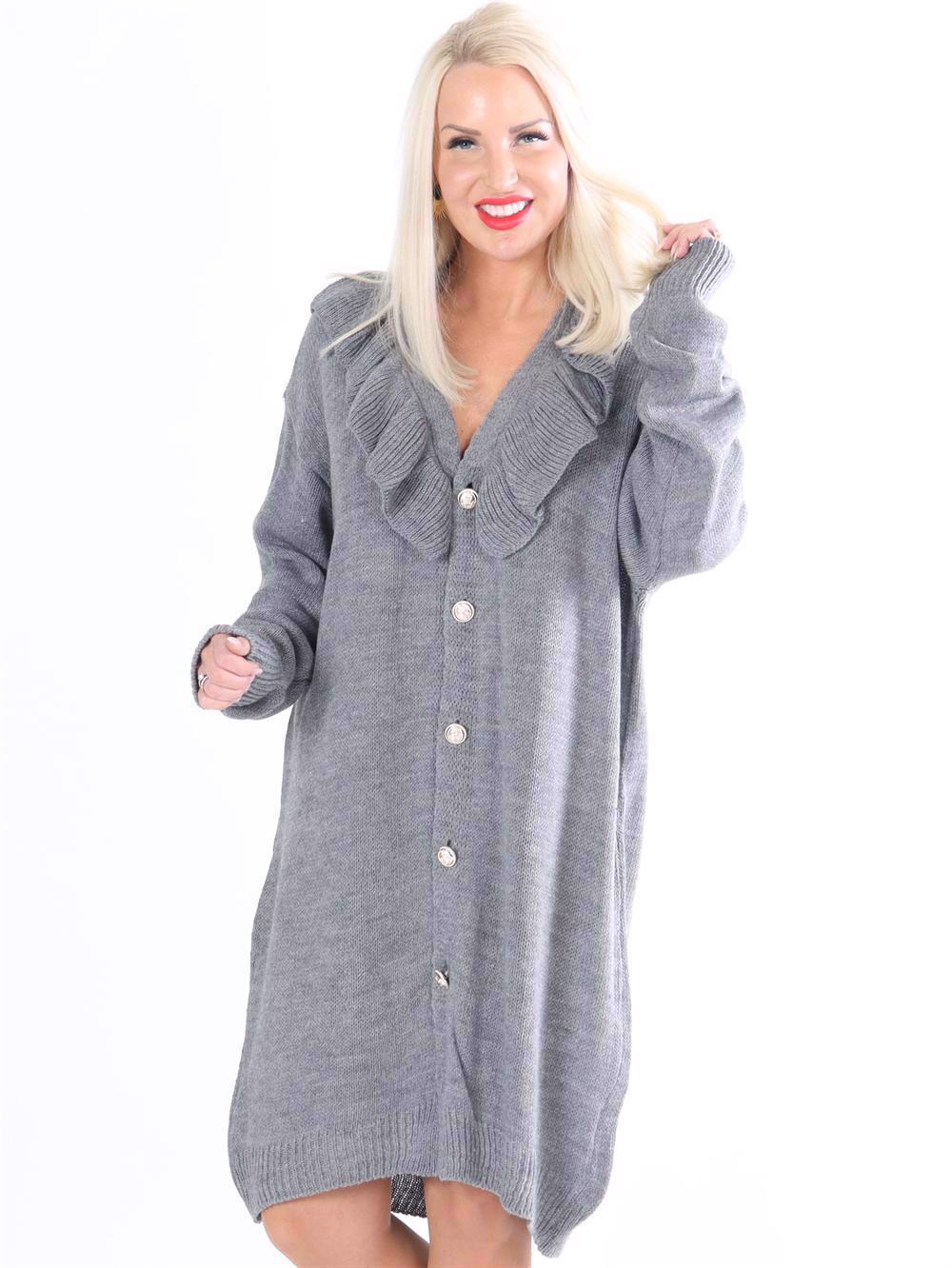 Emira - Strikcardigan med guldknapper