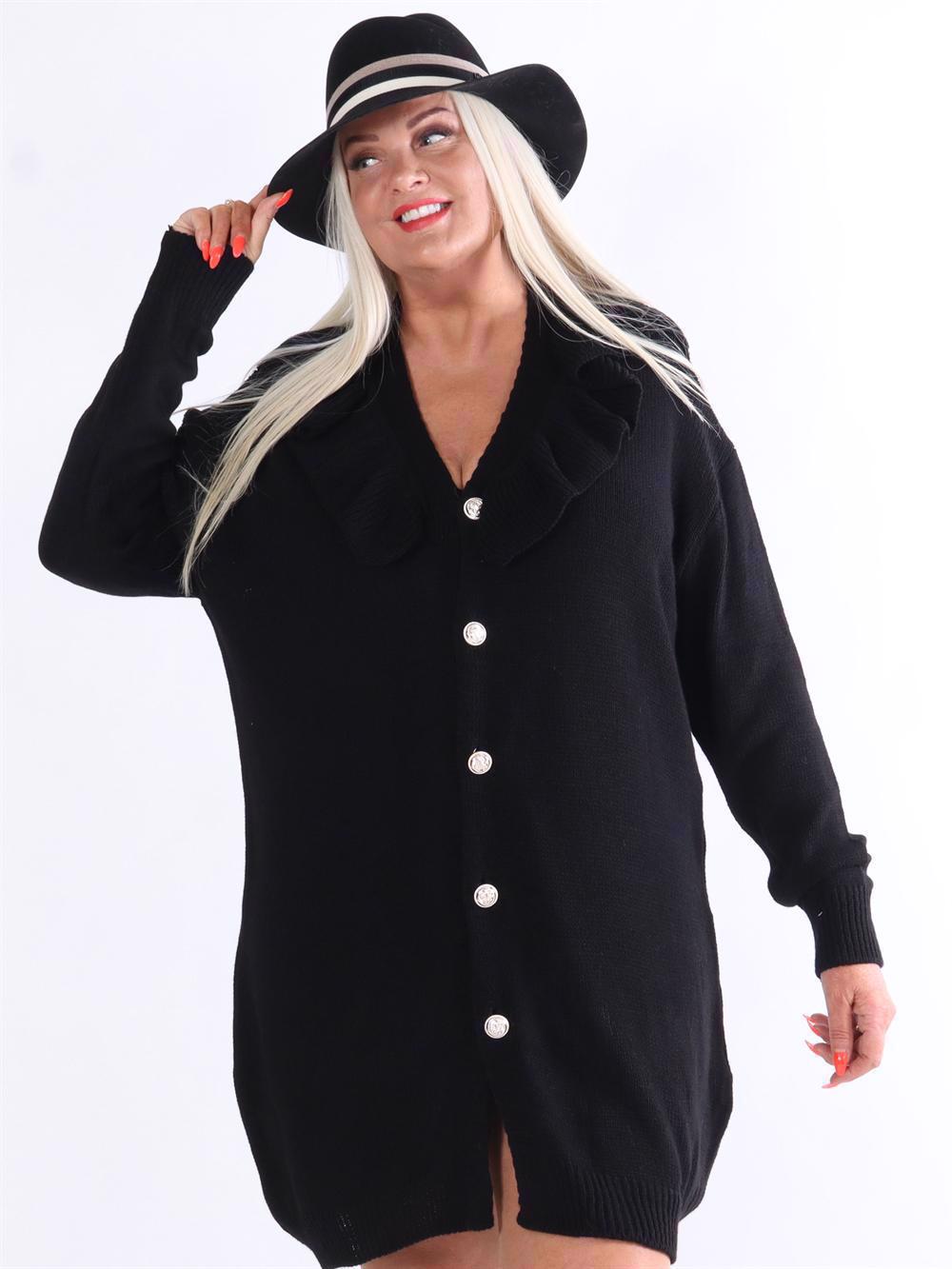 Emira - Strikcardigan med guldknapper