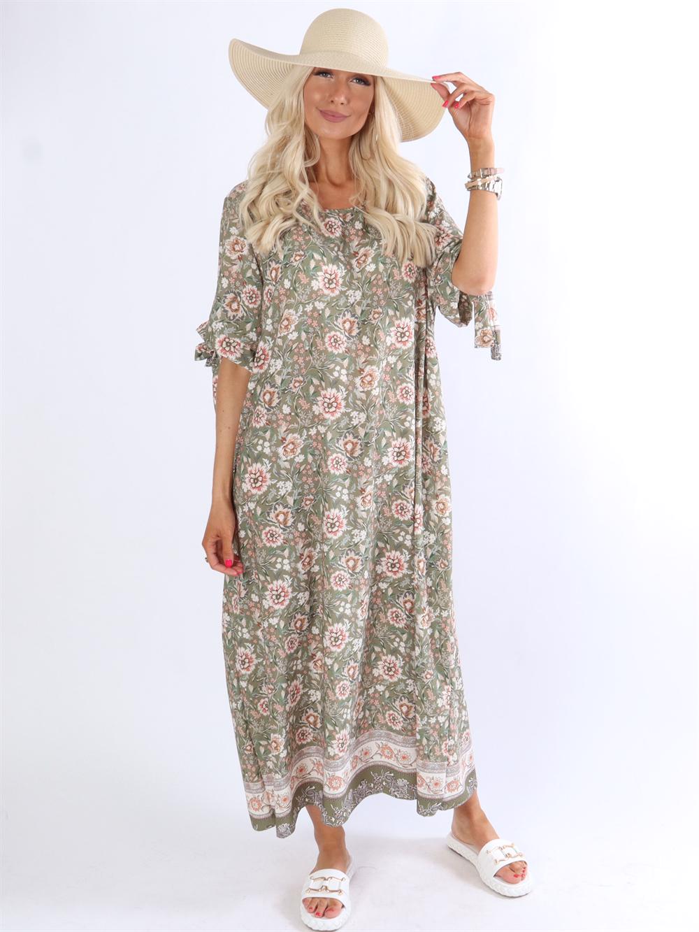 Enia - Blomstret lang tunikakjole