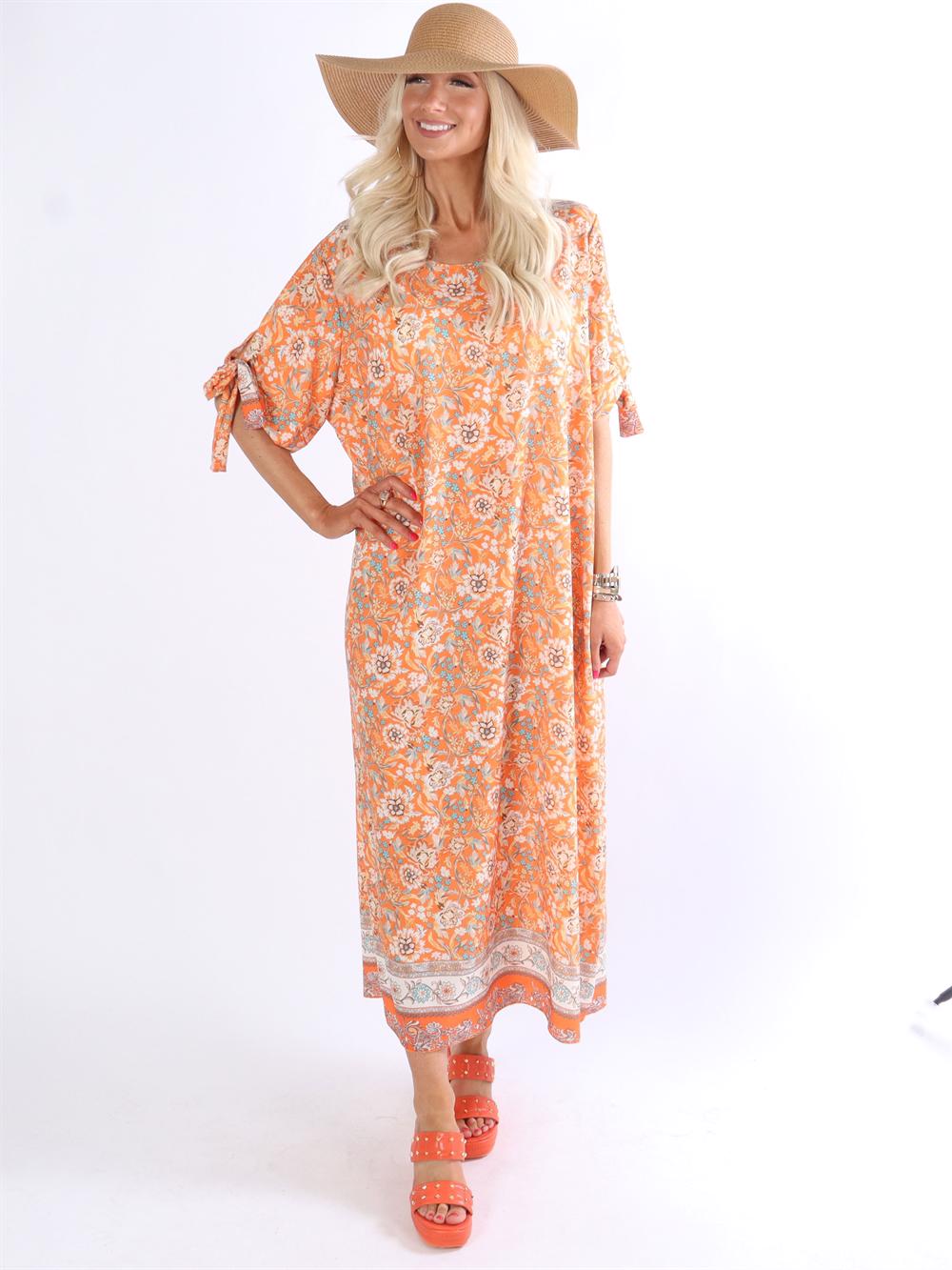 Enia - Blomstret lang tunikakjole