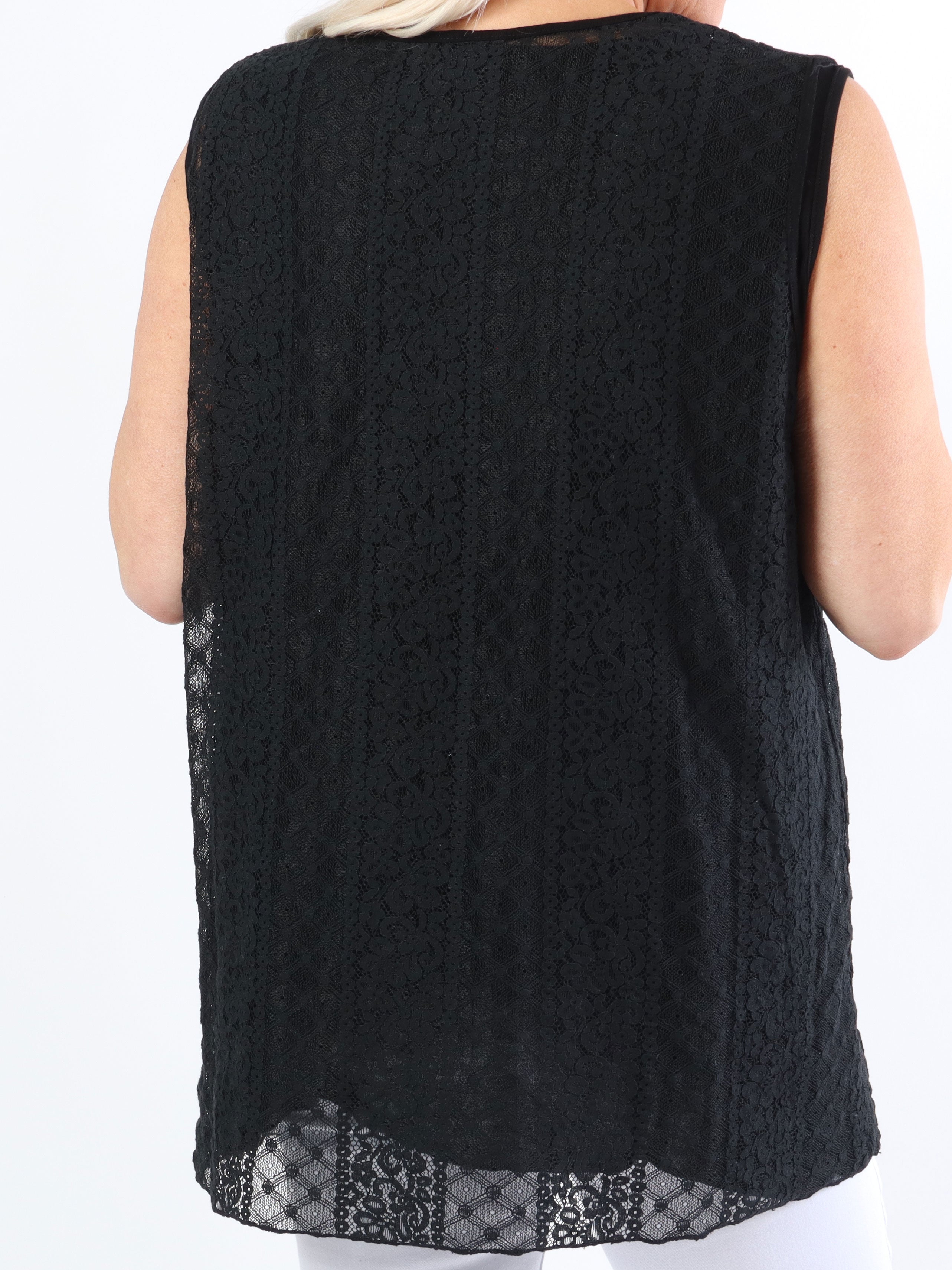 Estala - Sød plus size blondetop uden ærmer